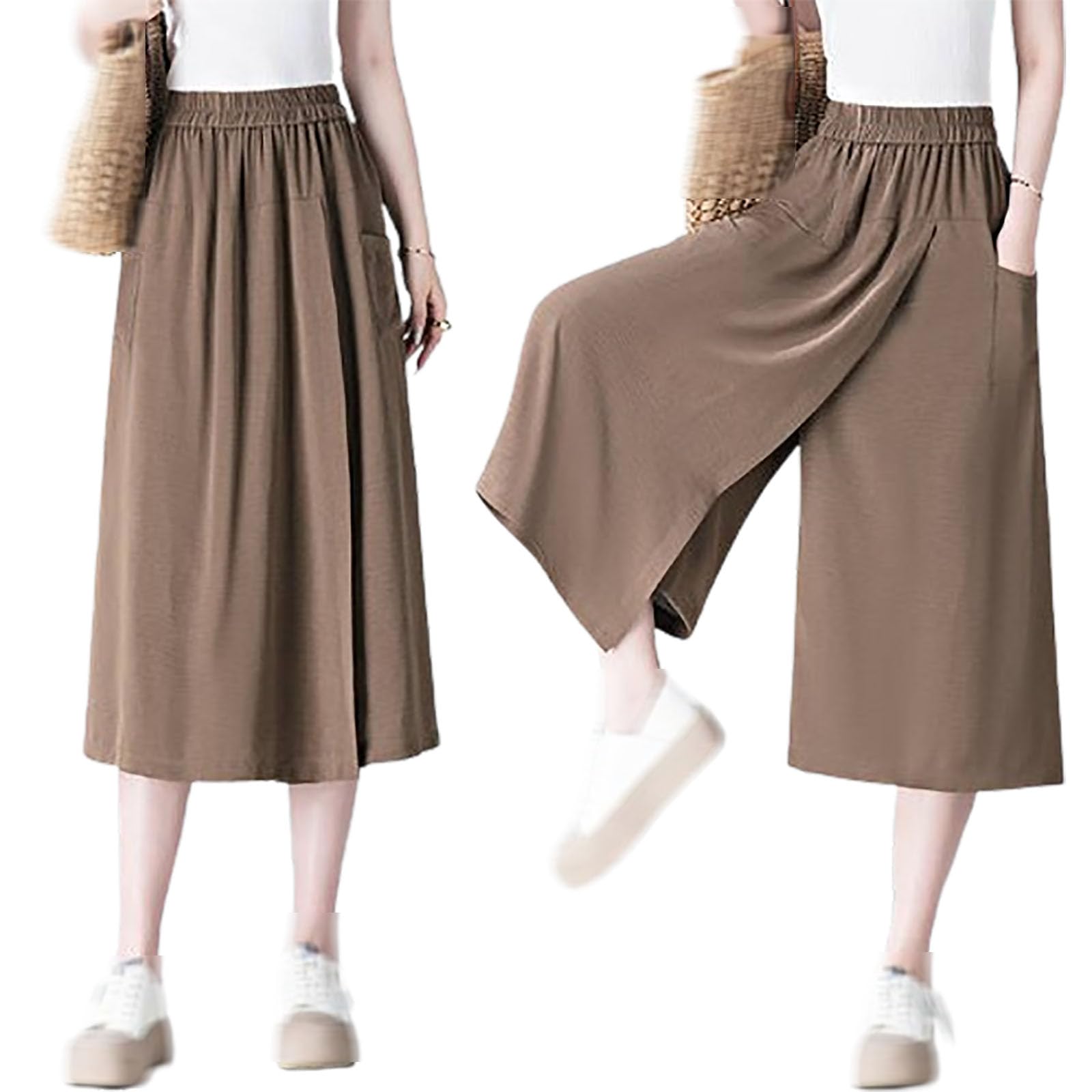 ▪️ブルネロクチネリ ガウチョパンツ シルク混 ゴムウエスト ブラウン