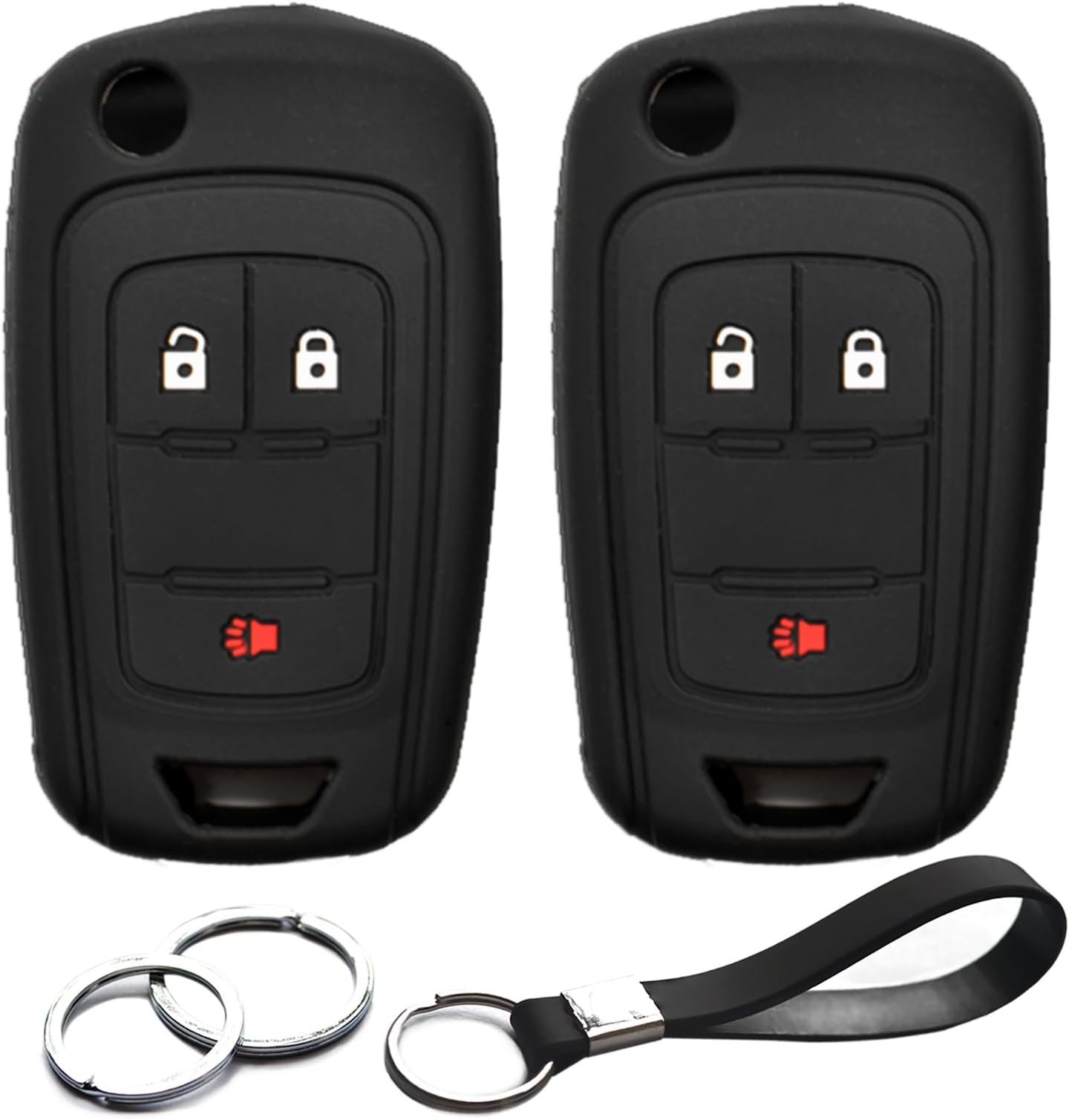 2pcs Compatible with Flip 3 BTS Silicone FOB Key Case Cover Protector Keyless Remote Holder for 2010-2018 Buick Regal Lacrosse Encore Allure, Chevy Equinox Orlando Sonic Spark Trax, GMC Terrain