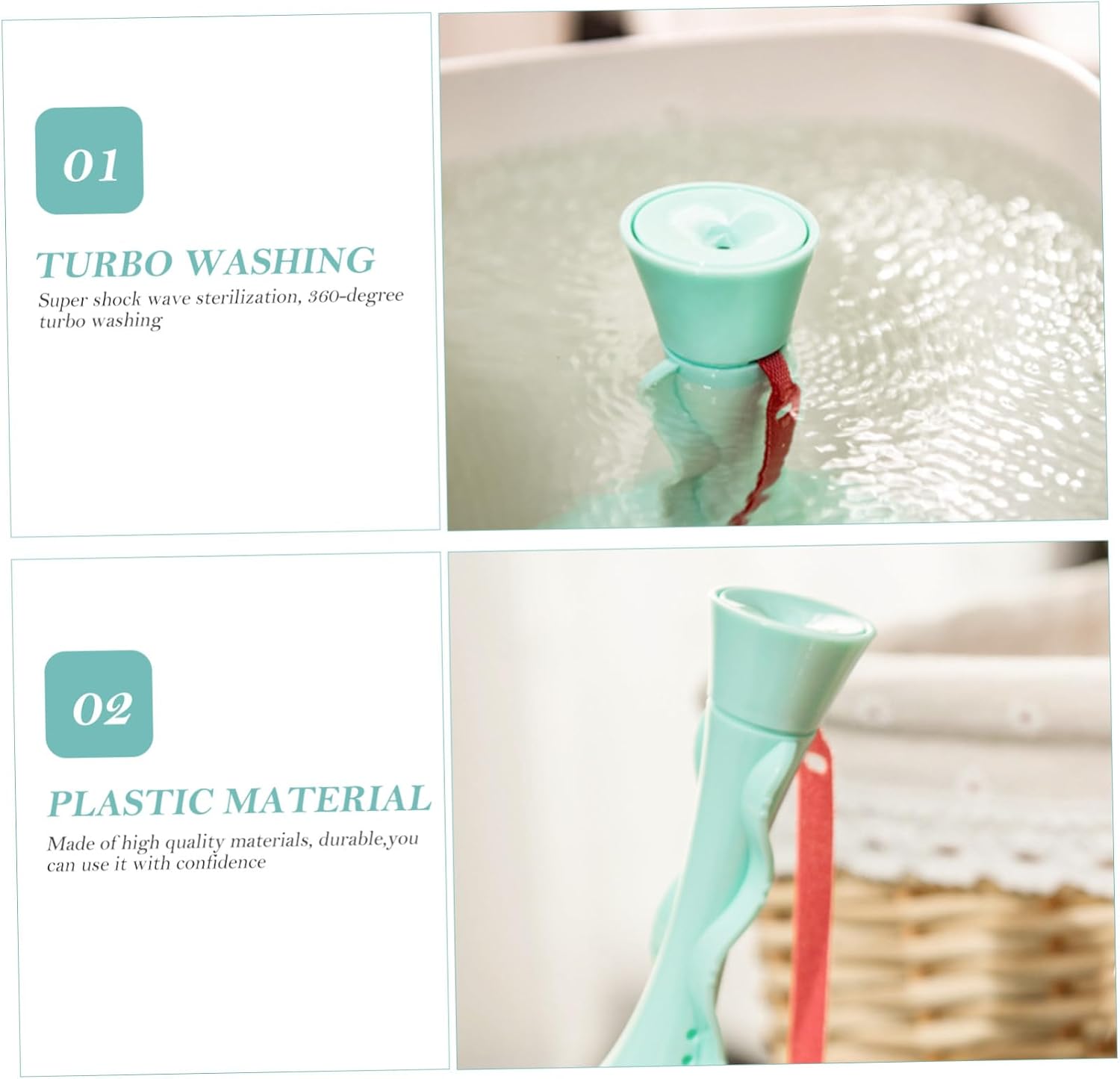 Angoily Portable Ultrasonic Turbine Washing Machine USB Mini Washer for Travel and Dorms, Household Portable Clothes Washer with Green Compact Design