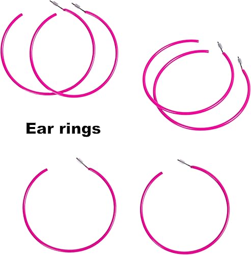 Miniatura 7 de Accesorios para disfraz de fiesta de los años 80, juego de diadema, aretes, guantes, collar, pulsera para disfraz retro de Halloween