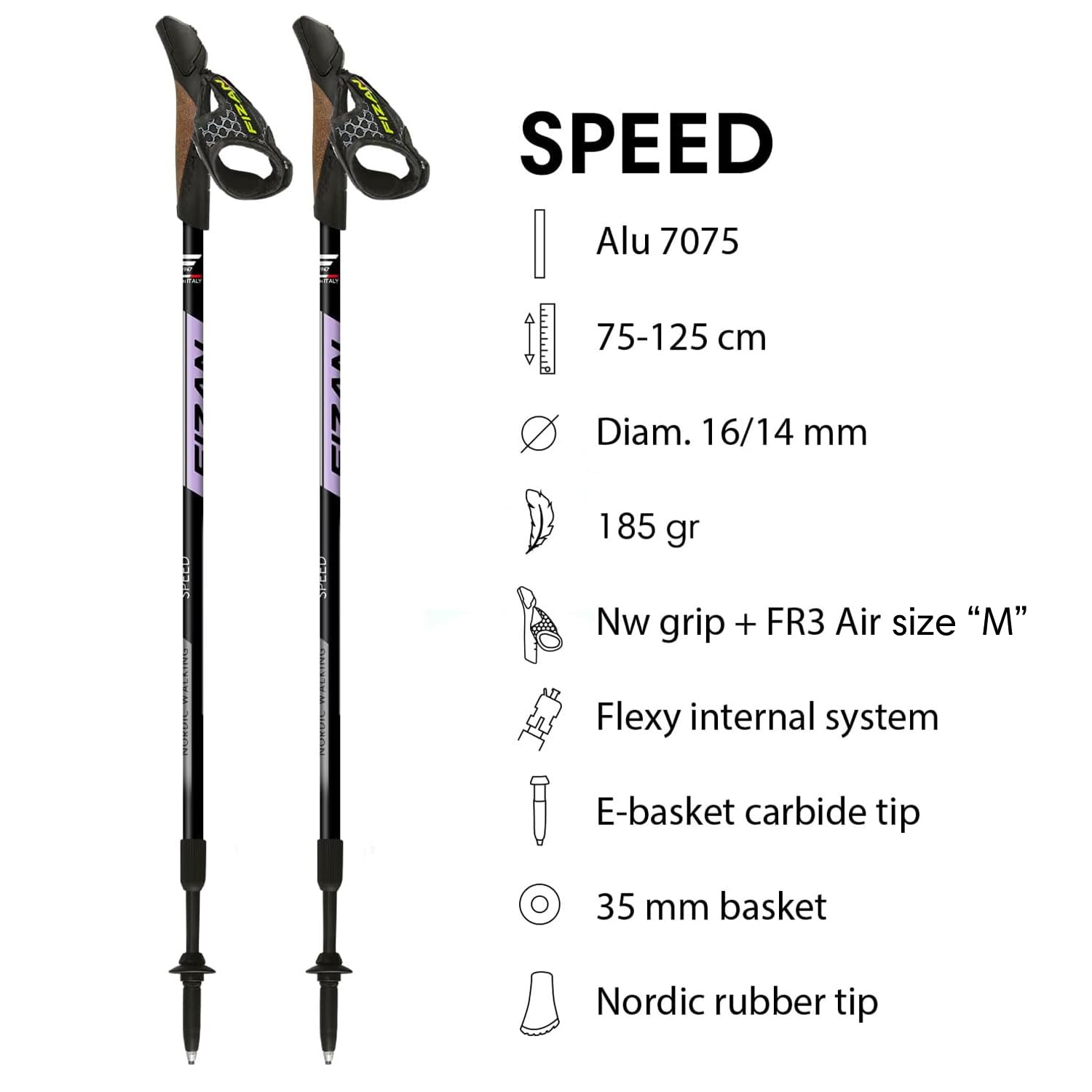 FIZAN Speed, Swift Model, kijki turystyczne i nordic walking unisex dla dorosłych
