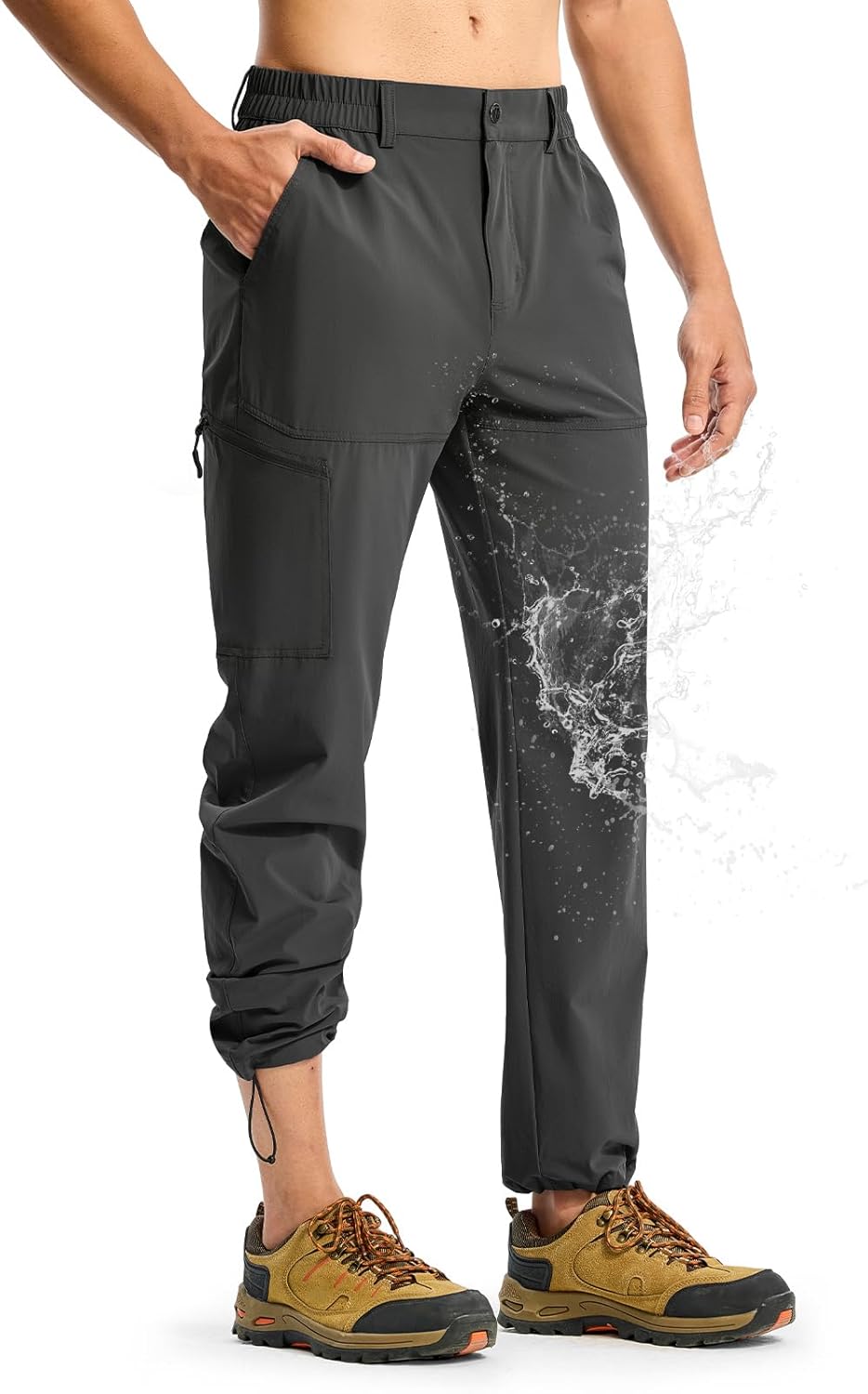 TBMPOY Men's Lightweight Hiking Pants Quick Dry 4 Pockets Stretch Water Resistant Travel Fishing Convertible Zip Cargo Jogger