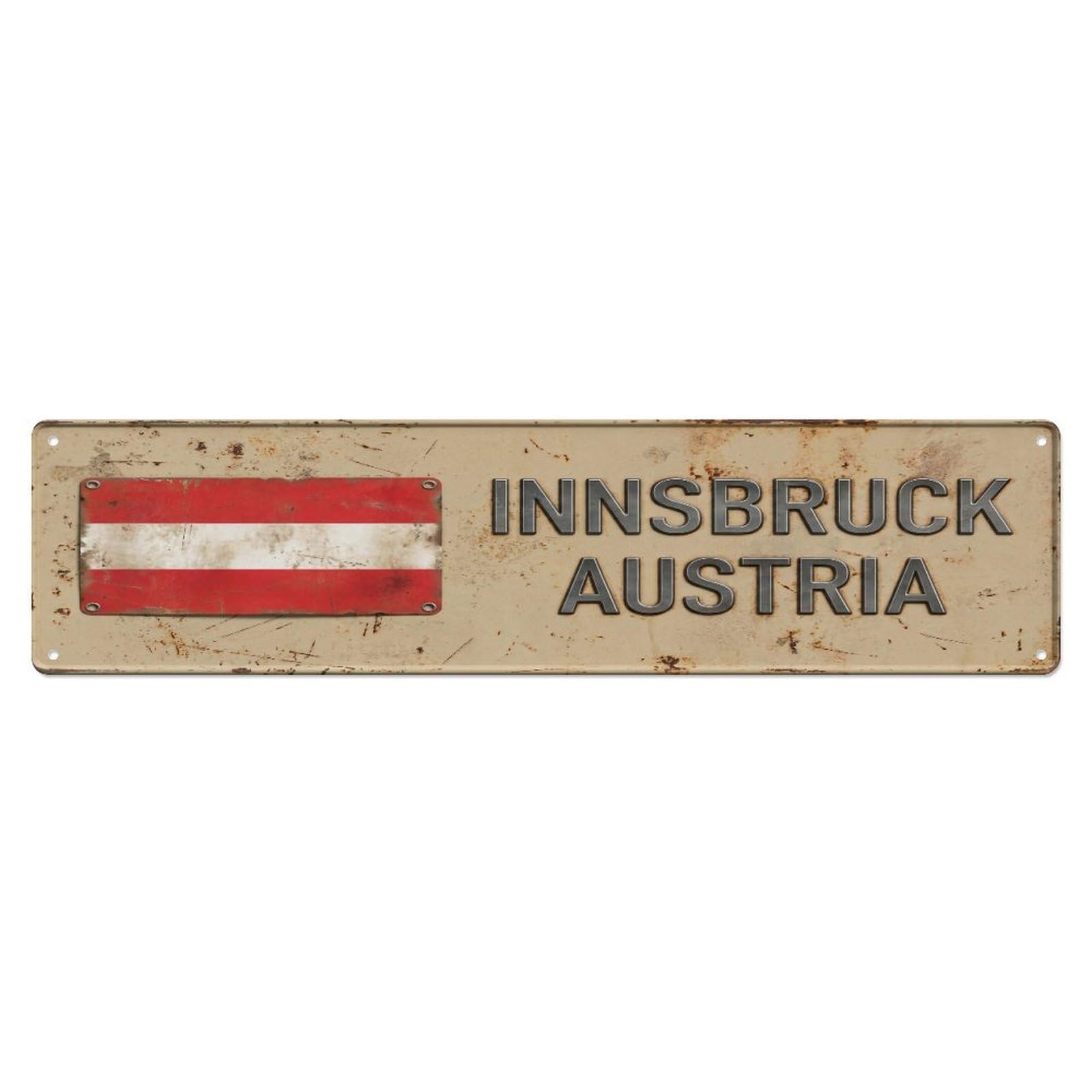 Tgrcjimh Style Metal Tin Sign Vintage Innsbruck Austria Flag Decor Rustic Travel