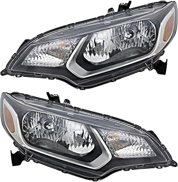 Honda Fit Headlight Lamp Set 2015 2016 Halogen Driver and Passenger Side