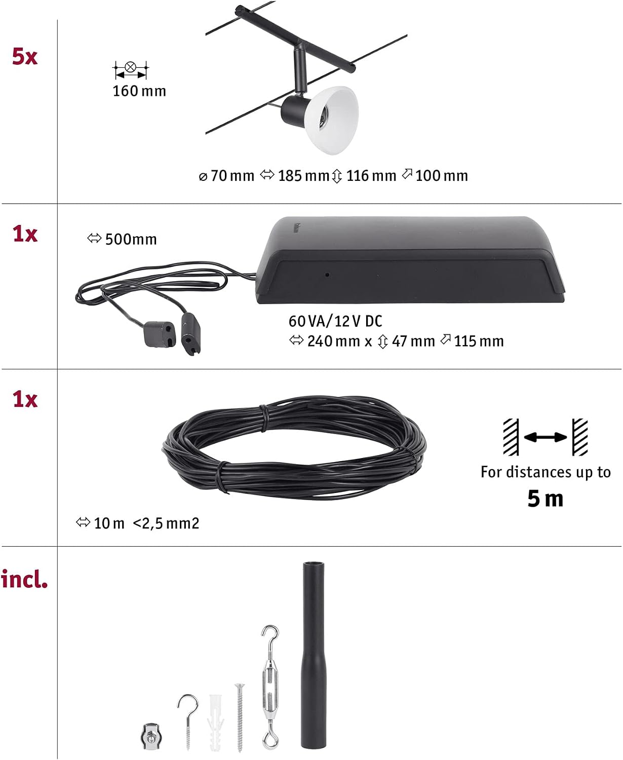 Paulmann 94450 CorDuo Cable System, Lighting Set Sheela DC - Image 5