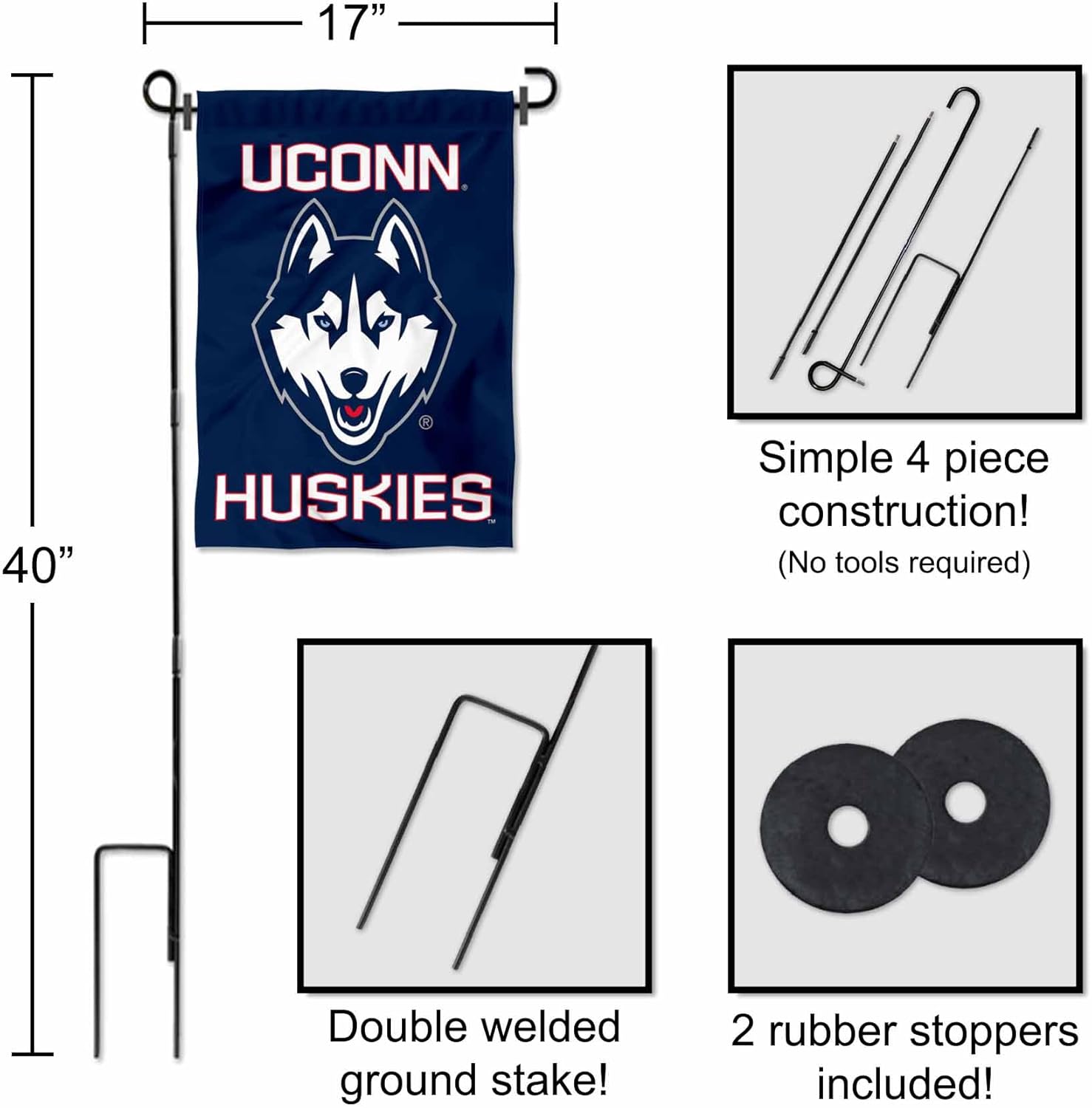 Connecticut Huskies Garden Flag with Stand Holder