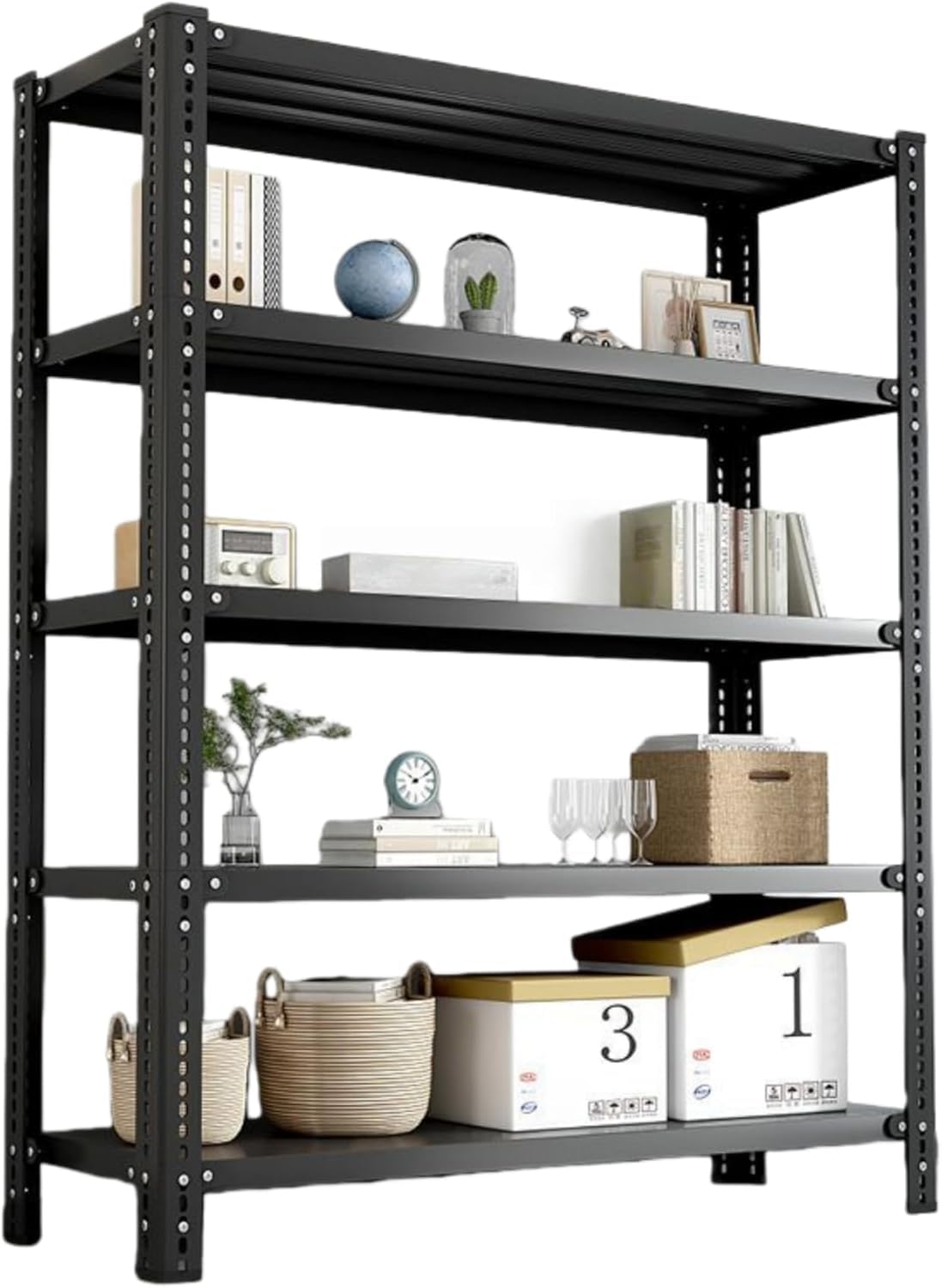 Amazon.co.jp: スチールラック 幅約150cm 4段 奥行約50cm 高さ約150cm