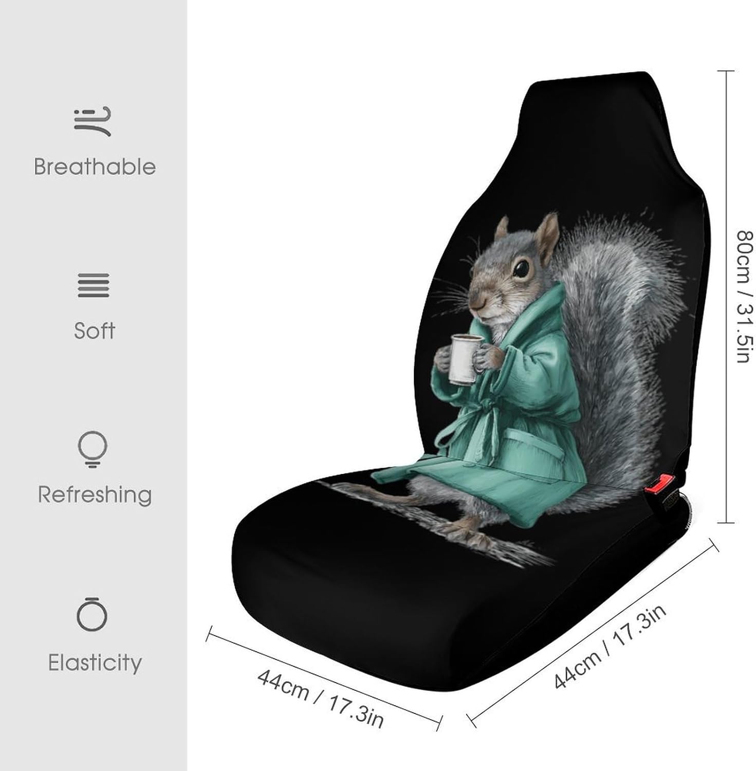 Squirrel Bath Robe Coffee Car Seat Protector Front Seats Universal Fit Automotive Accessories