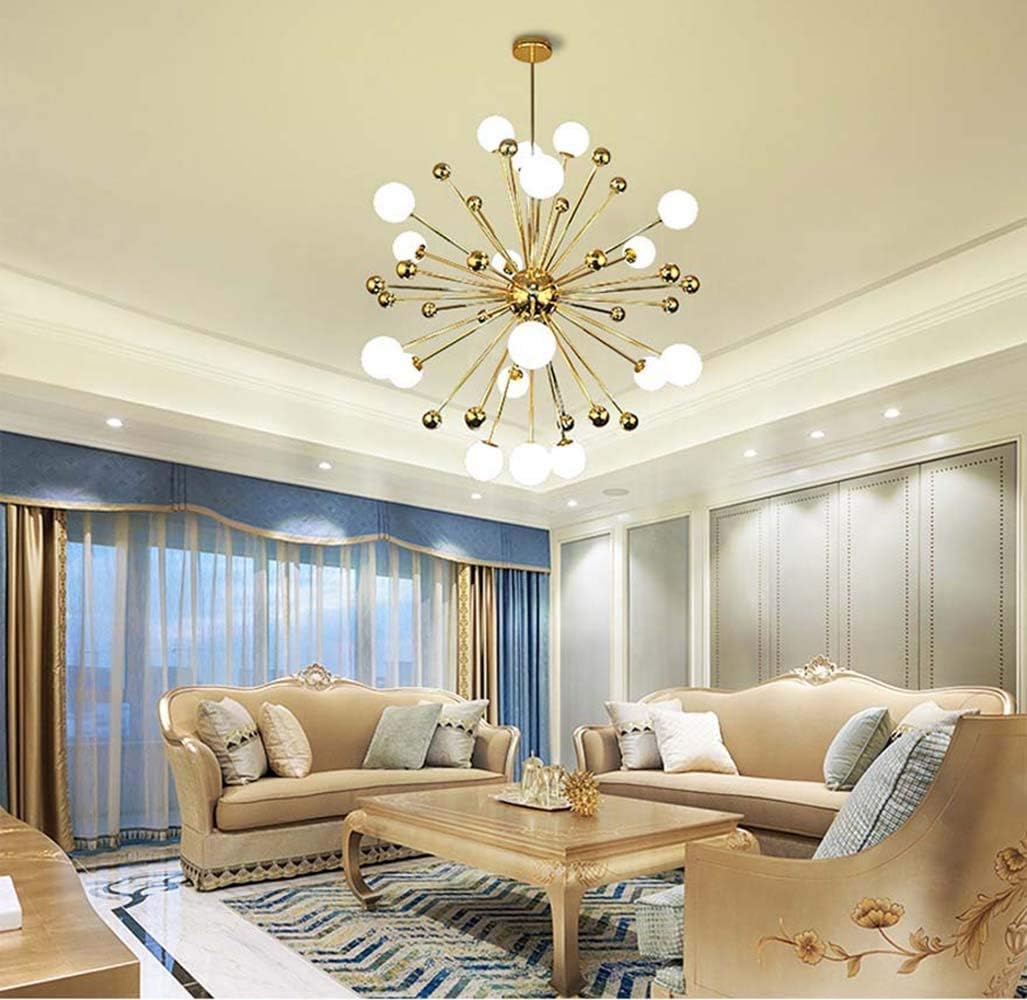 Postmodern Restaurant Atmosphere Home Glass Ball Bedroom Personality Creative Nordic Lighting Living Room Chandelier 60cm 60.80 80cm Light Transmission Long Life (Size : 60cm) (80cm)