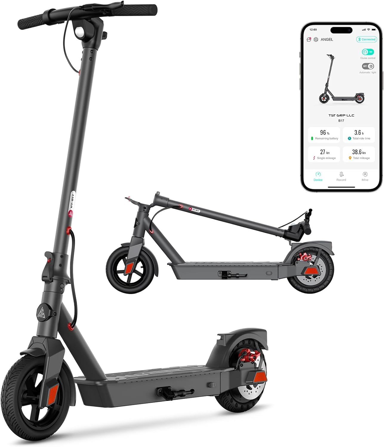 Foldable Electric Scooter 500W/700W Peak Motor,15/30 Miles Range,18/23 Mph,Foldable E-Scooter with App Control,Last 1 Miles Adult Scooter for Commuting (8.5" Tires-500W Peak-17MPH-Single Braking)