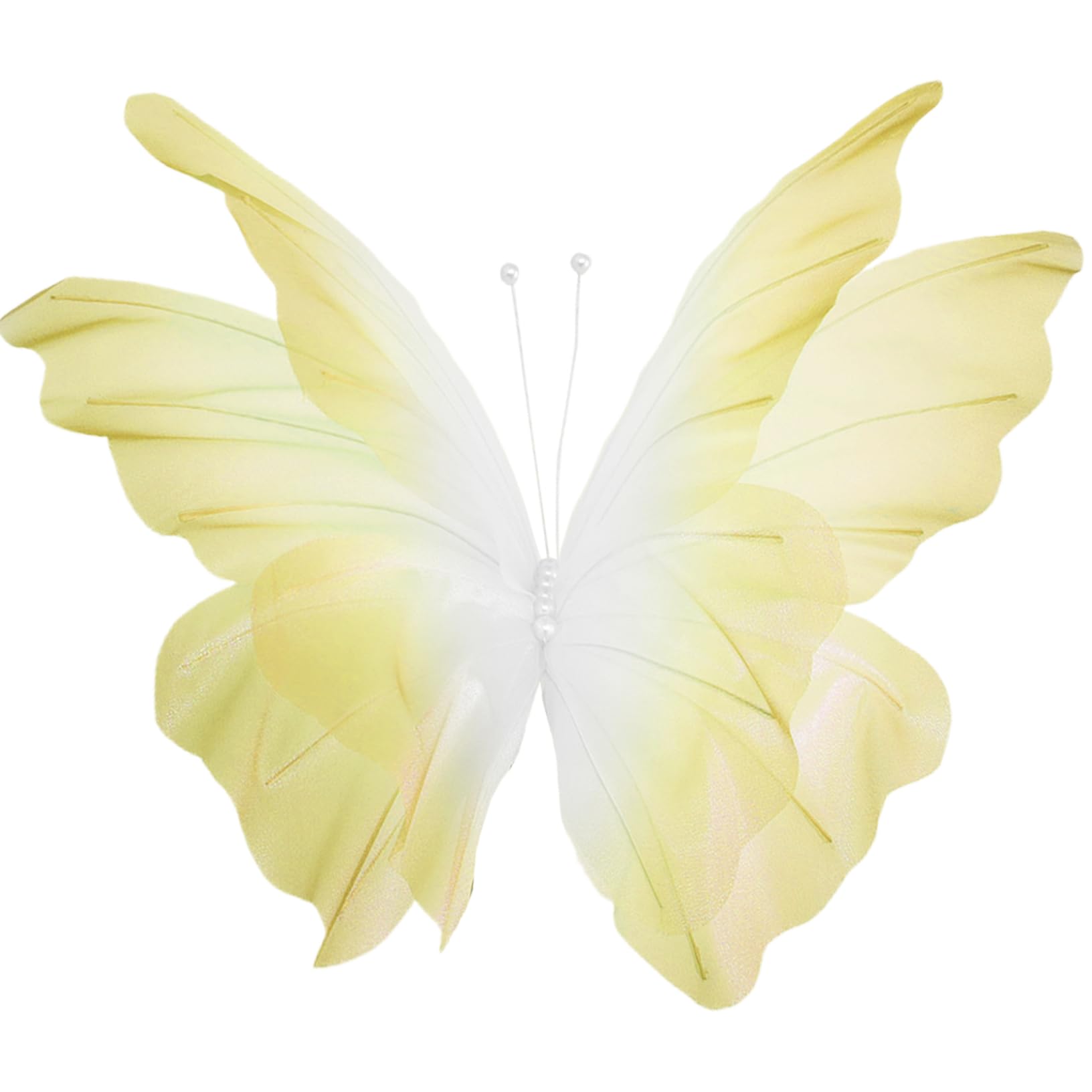 Papillons artificiels en soie jaune grand format 20 pouces decoration mariage et maison