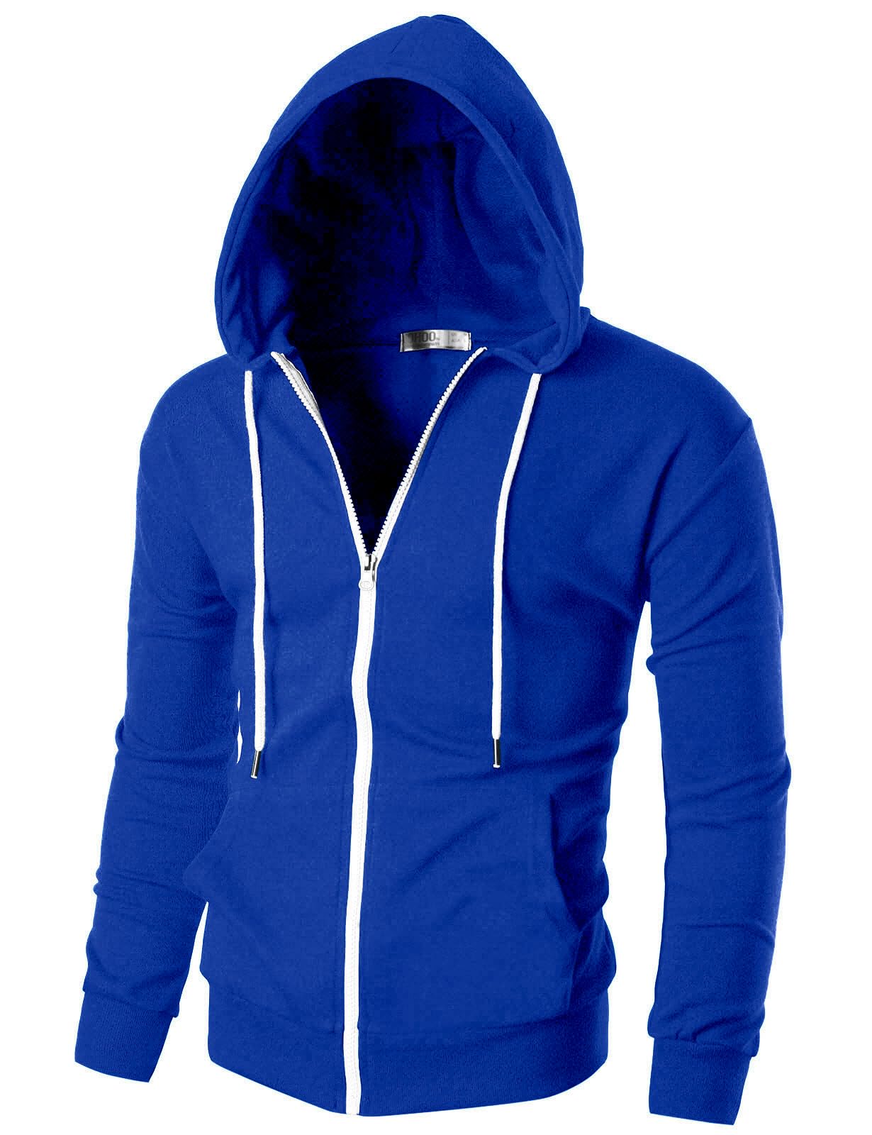 Ohoo Men's Zip Up Hoodie Lightweight Sweatshirt Full Zip Hooded Jacket