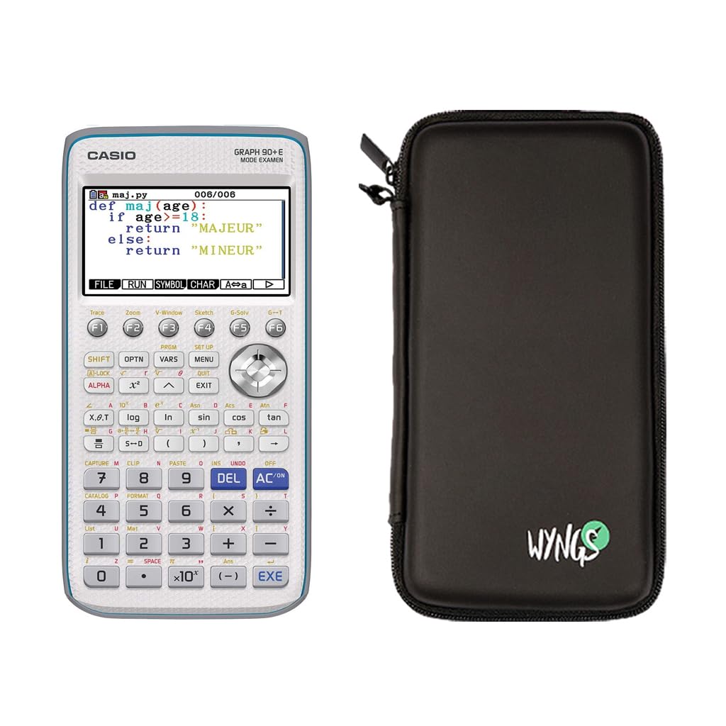 Casio Graph 90+E Calculatrice Graphique Noire avec Housse de Protection WYNGS