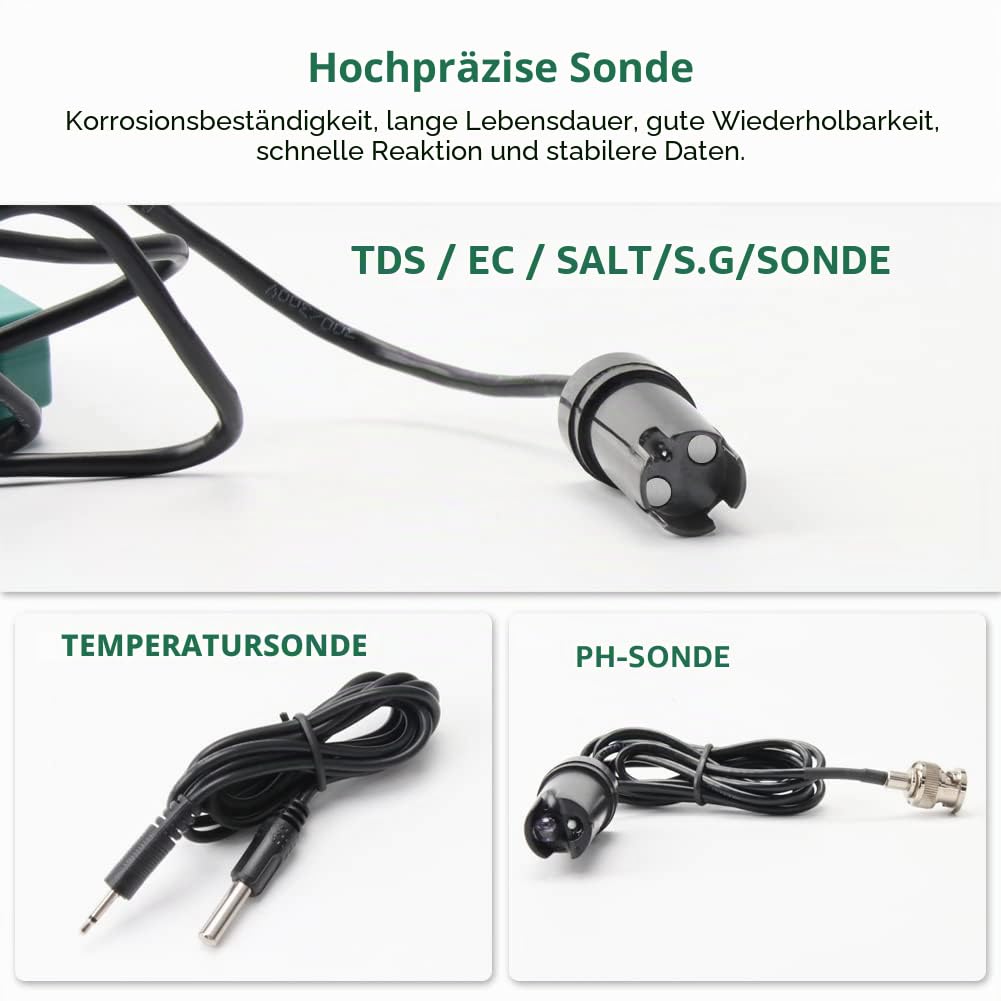 6-in-1-Wasserqualitätstester WiFi-Multiparameter-Wasserqualitätsmonitor Digitaler pH-Wert/Gesamtmenge an gelösten Feststoffen/EC/S.G/Salz/Temp-Messgerät für Aquakultur-Schwimmbecken
