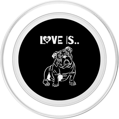 Miniatura 8 de Amor es Bulldog Inglés Lindo Perro Dibujo PopSockets Estándar PopGrip