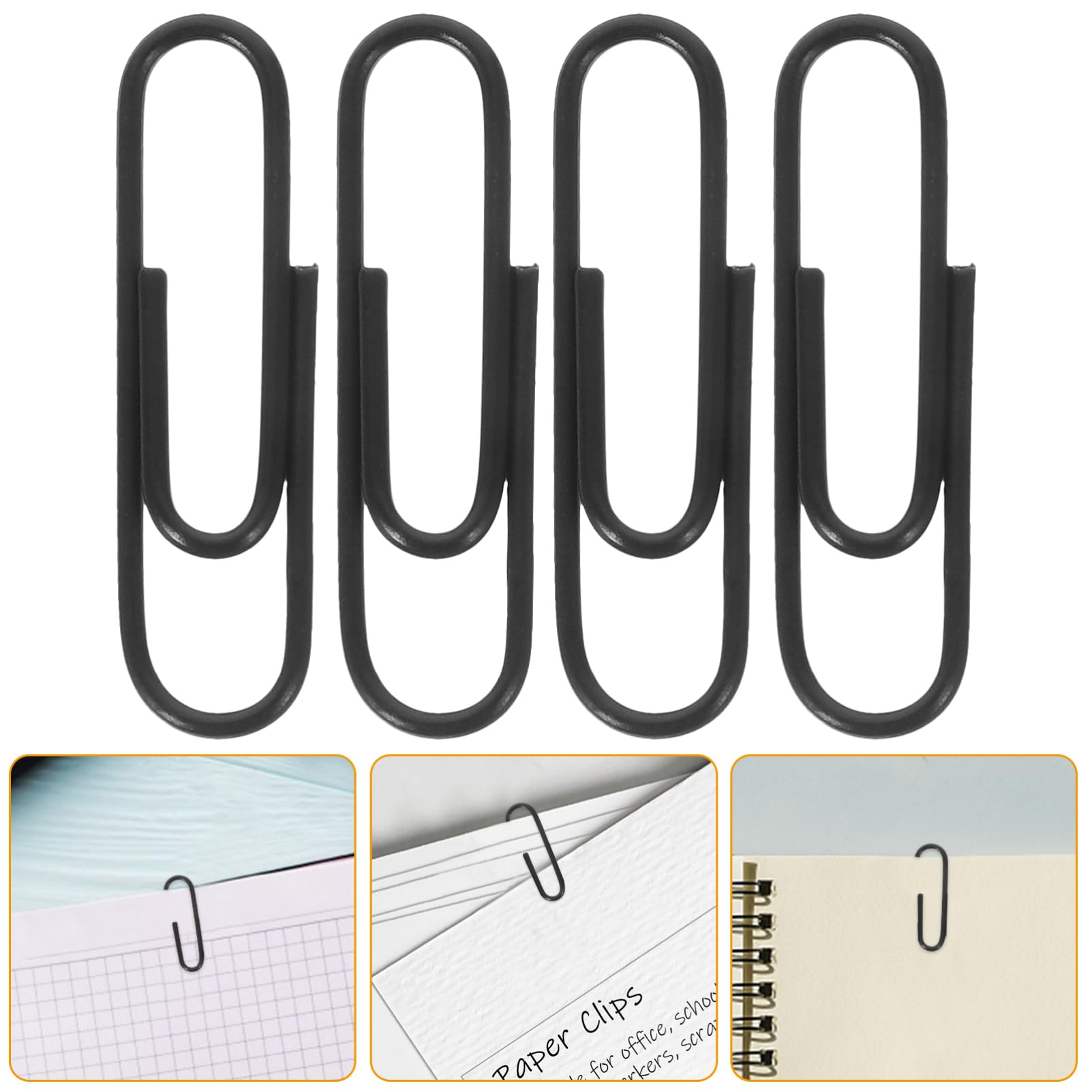 DOITOOL 4 Sätze Paperclip Briefpapier Dokumentclips Papierclips Bürobedarf Büroklammern Office-dokumentenklammern Büro Büroklammern Clips Briefpapier Büroklammern Kreativ Eisen Schwarz