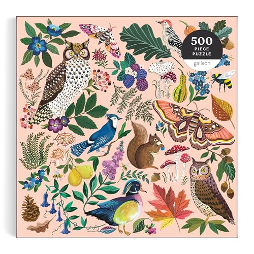 Galison - Rompecabezas Nature in Autumn de 500 piezas para adultos | Ilustrado por Christine De Carvalho, fauna estacional, aves, desafiante, papel reciclado, tamaño terminado 20" x 20" miniatura 5