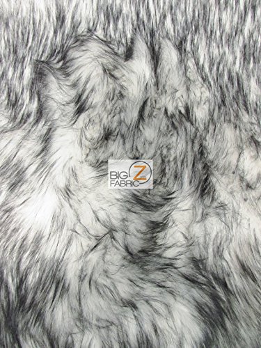 ECOSHAG Faux Fake Fur Arctic Alaskan Husky Long Pile Fabric - White - 60