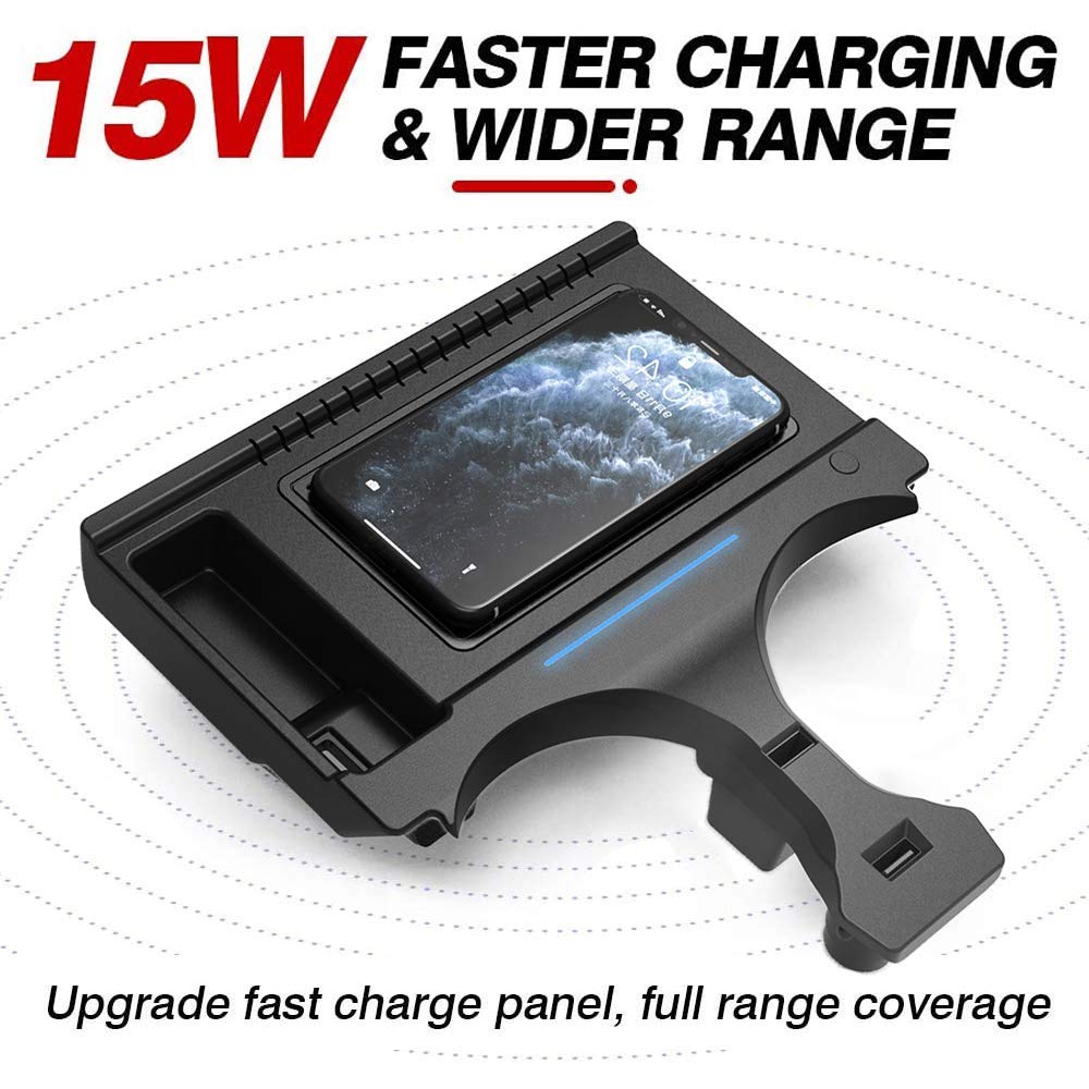 Cargador Inalámbrico Coche para BMW X3/X4 2019 2020 2021 Consola Central Accesorios Panel, 15W Carga Rápida Auto Teléfono Cargador Almohadilla con Puerto USB per iPhone Samsung Huawei