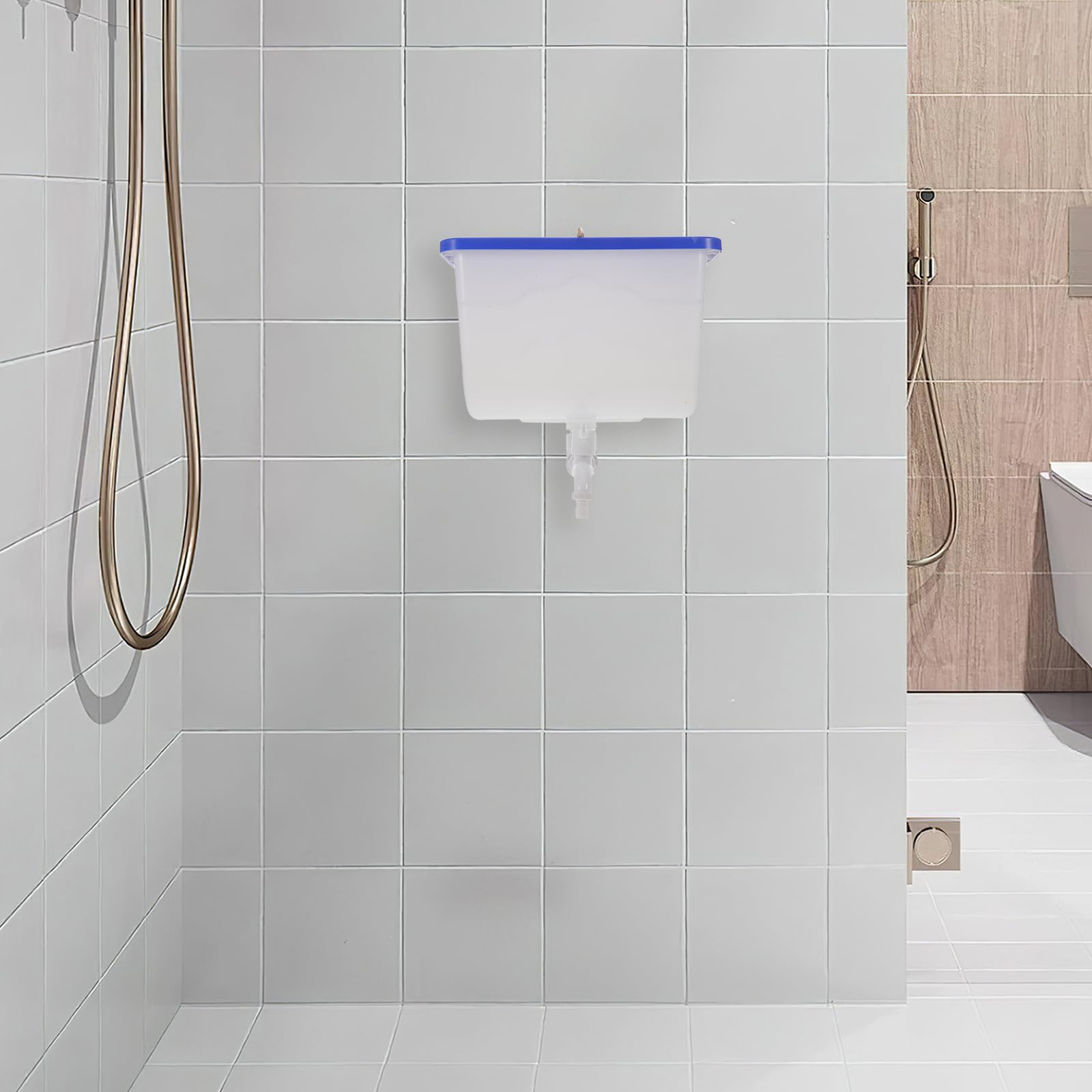 Uonlytech Kunststoff Wandwassertank 12,5l für Badezimmer mit Wasserhahn Wandmontiert Platzsparend im Retro Stil für Ältere Badezimmereinrichtungen Zufällige Farbe