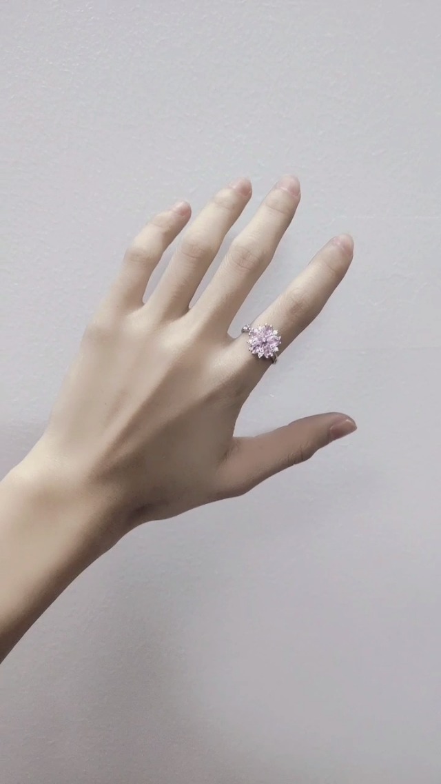 Amazon.com: Pink CZ Flower Spinner Fidget Open Rings for Women