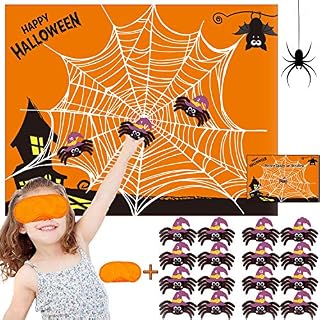 Funnlot Halloween Games Halloween Party Games for Kids Pin The Spider on The Web Game Halloween Party Favors and Games Halloween Halloween Party Games Activities Halloween Pin The Tail