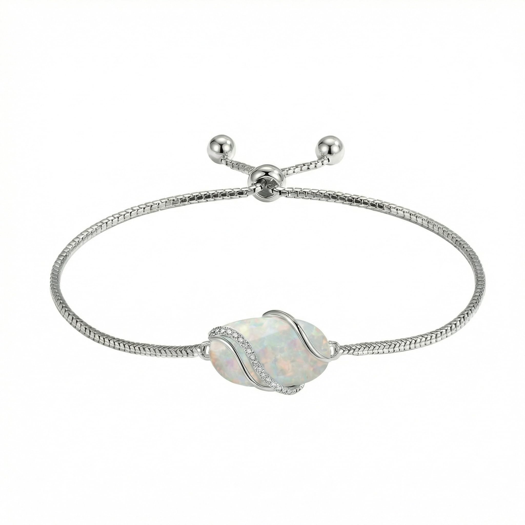 URONE Opal Armband 925er Sterling Silber Gliederarmband Opal Schmuck Geschenk für Damen