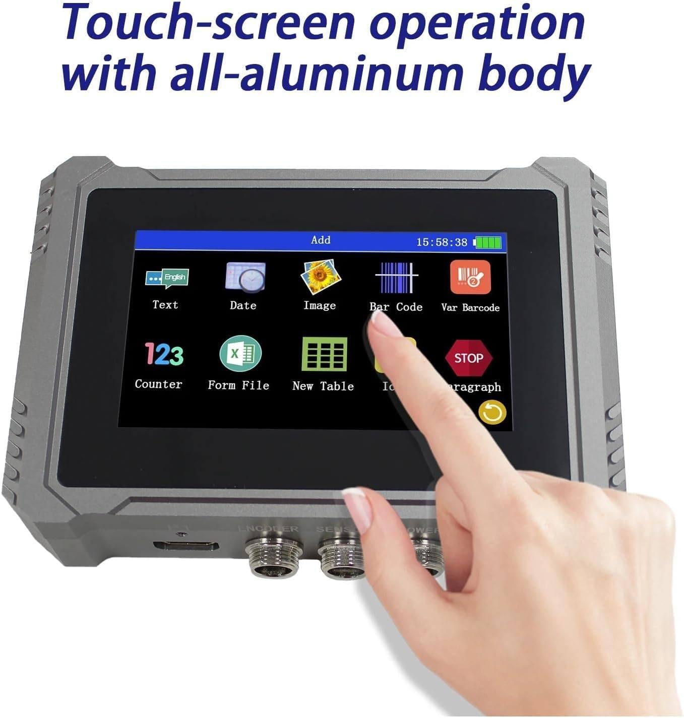 Impresora inyección de Tinta Industrial en línea U3-Plus con Boquilla de 12,7/25,4 mm,Máquina Codificadora Automática Industrial para Imprimir código QR, código Barras 25.4mmwithoutink