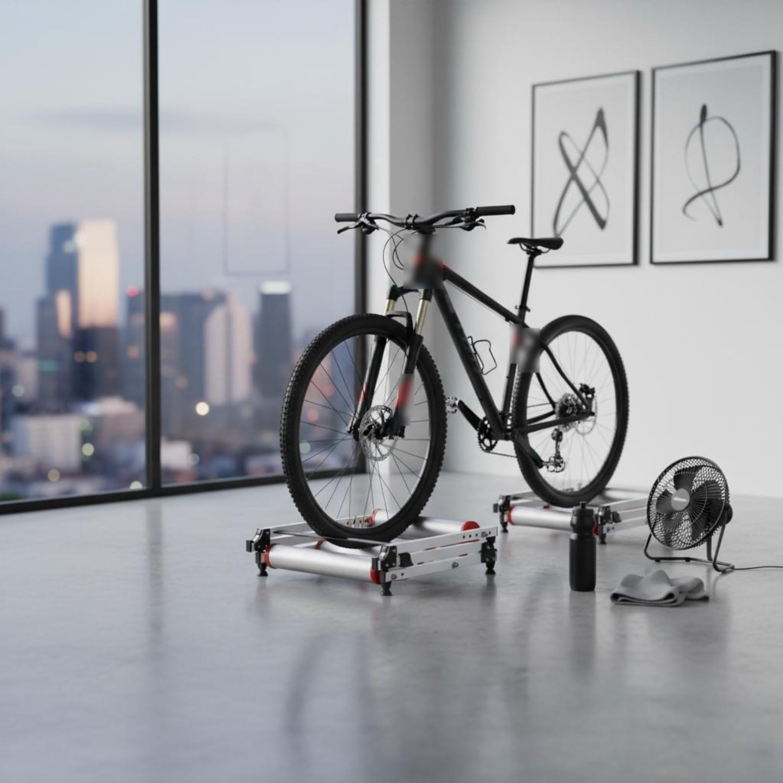 Entrenador de Bicicleta Interior Rodillo Bicicleta Estática Soporte Ciclismo Plegable de Material Ligero Ajustable para Entrenamiento en Interiores