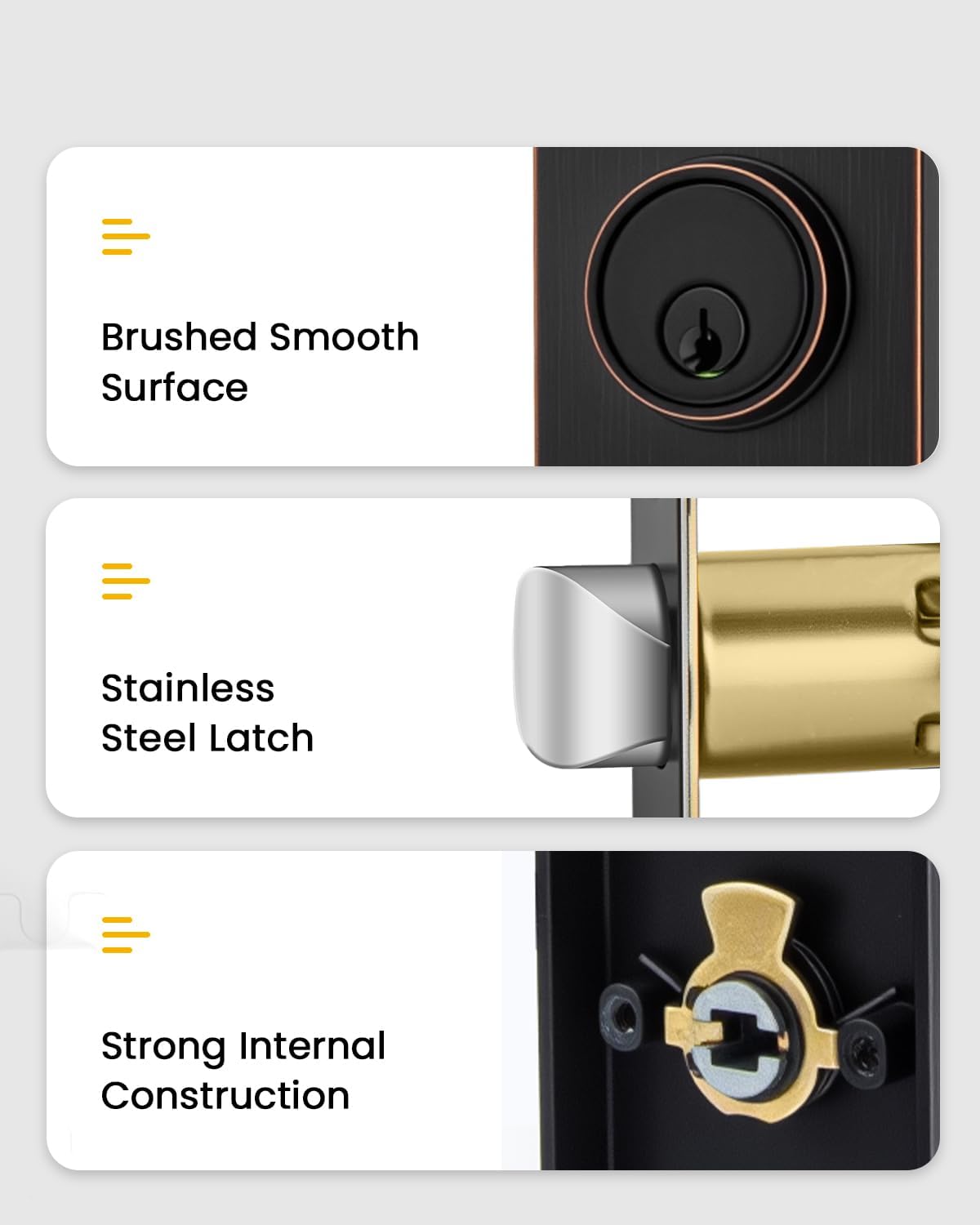 Goldenwarm Oil Rubbed Bronze Front Door Handle and Deadbolt Set, Oil Rubbed Bronze Heavy-Duty Zinc Alloy Exterior Door Lock Set, Keyed Alike Modern Reversible Lever, 1-Pack