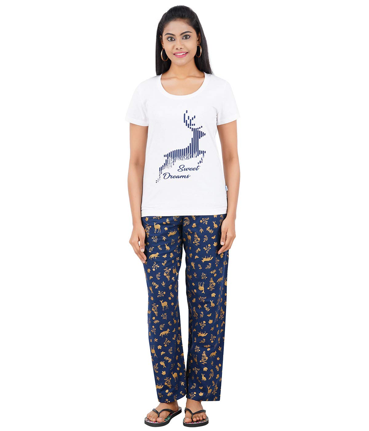 pride apparel Womens Night Dress Cotton T-Shirt and Printed Pyjama Set-picture-17
