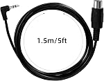 2pcs Type A 3,5 mm/0,14 po TRS pour les hommes 5-Pin DIN MIDI Adaptateur de câble, 1,5m/59po TRS à plusieurs directions 5 Épingle MIDI Câble Jack pour les synthés de clavier & DAW (Noir)