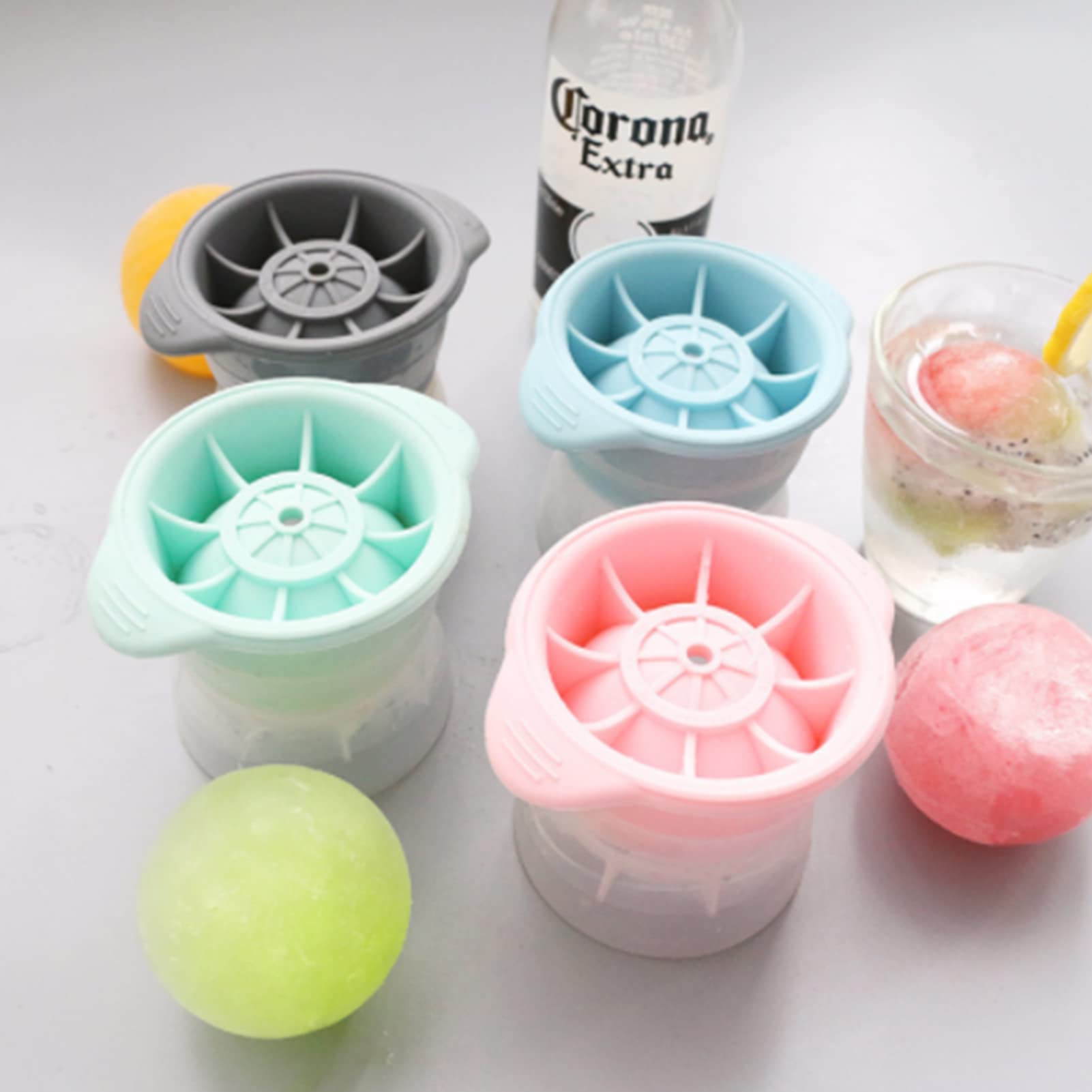 4 Ice Cube Trays, Stackable Ice Ball Maker, Kitchen Stackable Slow Melt DIY Ice Ball Round Jelly Making Mold for Cocktail Whiskey Drinks