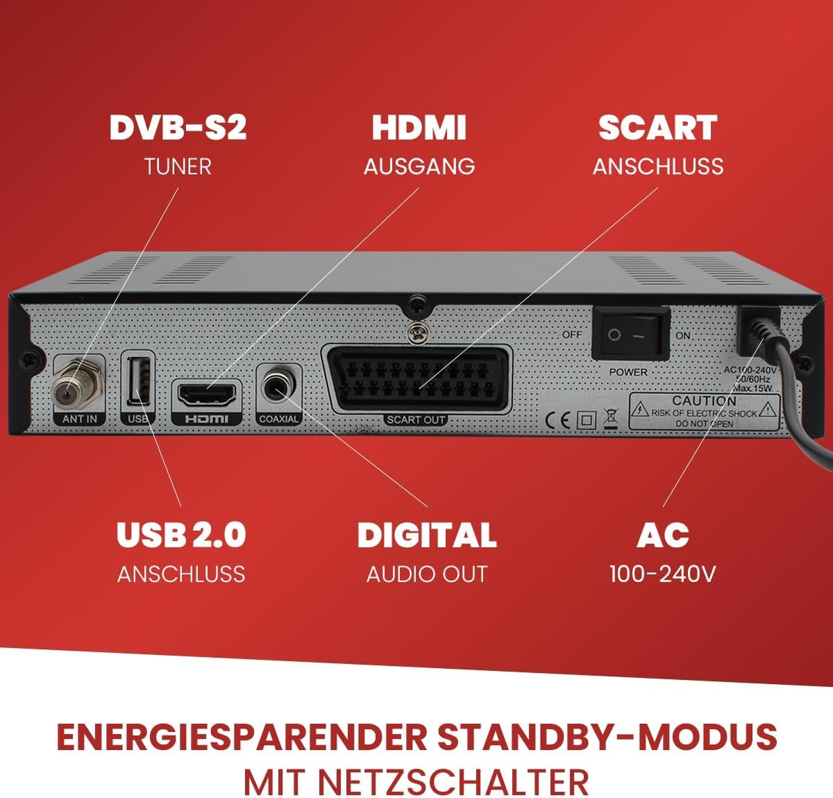 [ Test bardzo dobry, Note 1.3 *] Odbiornik satelitarny HX 2300 VFD + kabel HDMI, z funkcją nagrywania, obsługuje Full HD, cyfrowy odbiornik satelitarny do anteny satelitarnej, satelitarnej, odbiornika