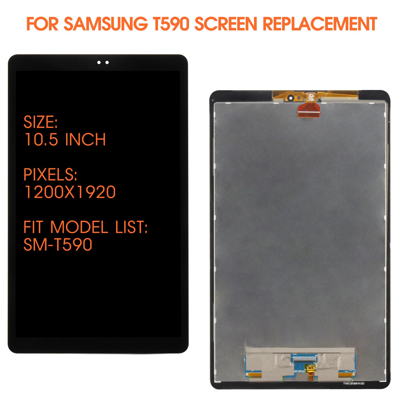 LCD Display pour Samsung Galaxy Tab A (2018) SM-T590 SM-T595 10.5" LCD Écran Remplacement Tactile Digitizer Numériseur Assemblée avec Réparation Kit (Noir)