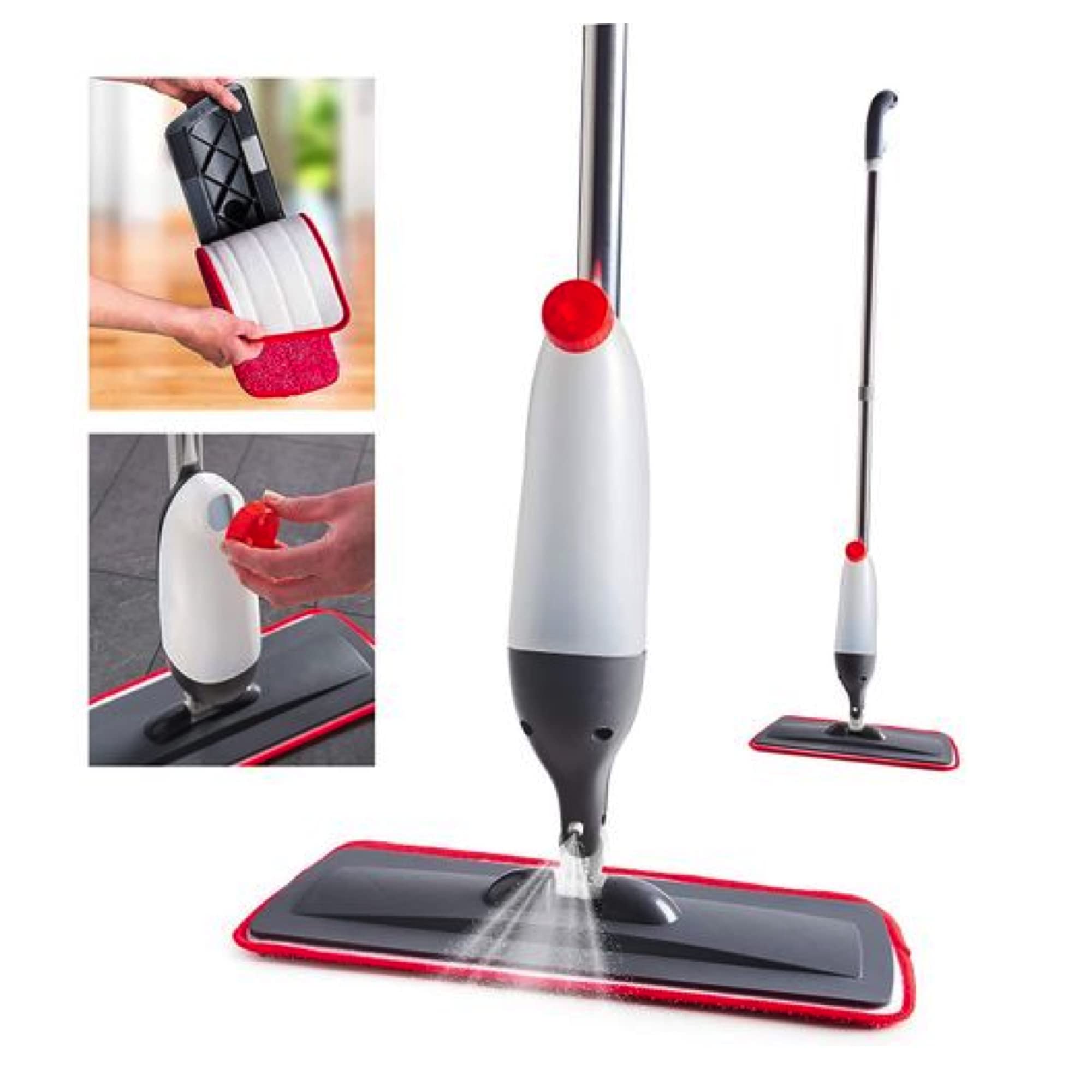 HEXAR Spray Mop for Floors, Water Spraying Cleaner with 700 ml Refillable Bottle and Microfiber Washable Reusable Pads, Multipurpose Floor Mop for Laminate, Tile, Hardwood, Marble, Vinyl