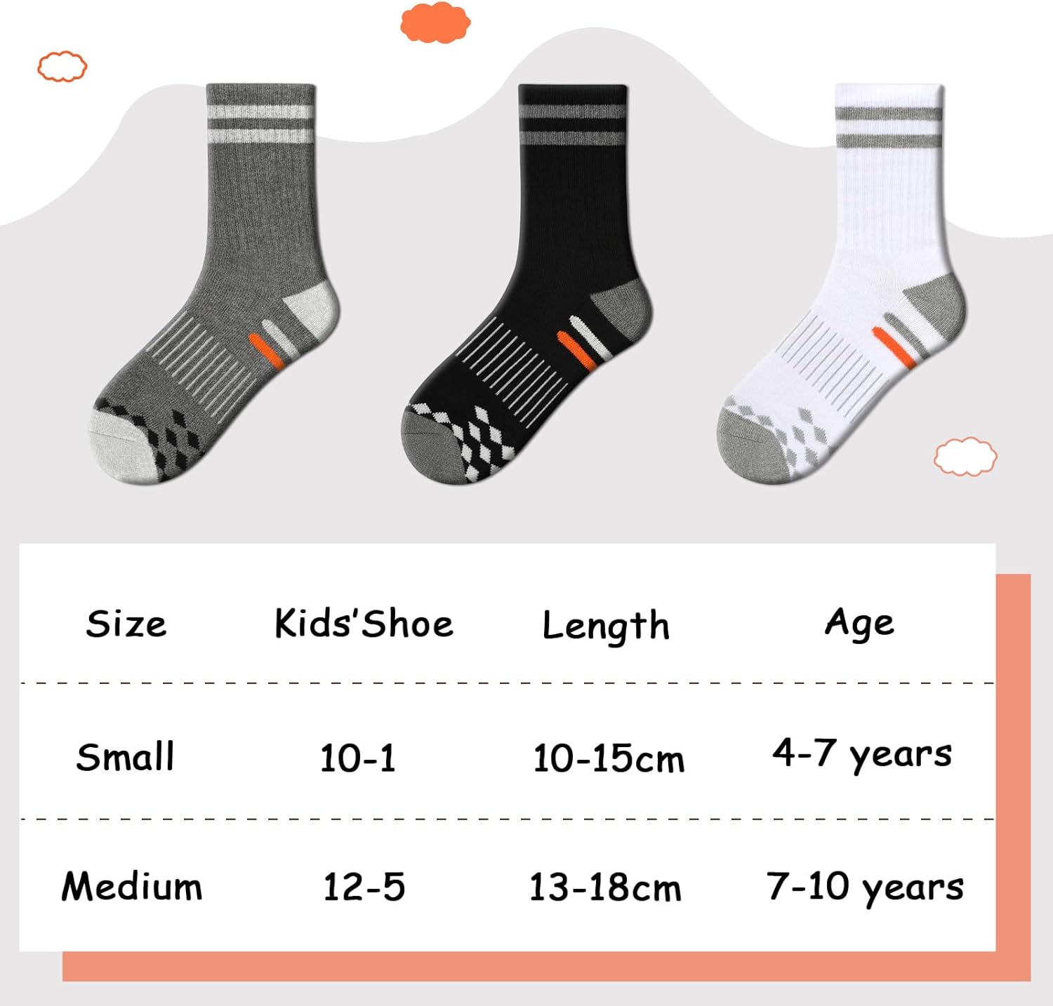 Comfoex Boys Socks Crew Socks For Kids 6-8 4-6 8-10 Years Old Athletic Calf Half Cushioned Cotton Long Socks 6 Pairs