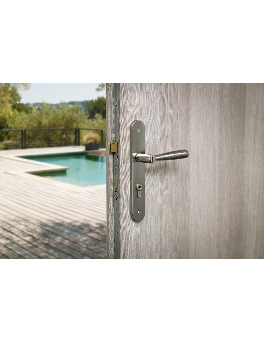 Serrure à Encastrer Multipoints, 3 Points, Norme NF QC, avec 2x2 Pênes Ronds, Hauteur 2250 mm, Sans Gâches, Verrouillage Sécurisé, Têtière Acier Zinguée, Utilisation Cylindre Européen, THIRARD