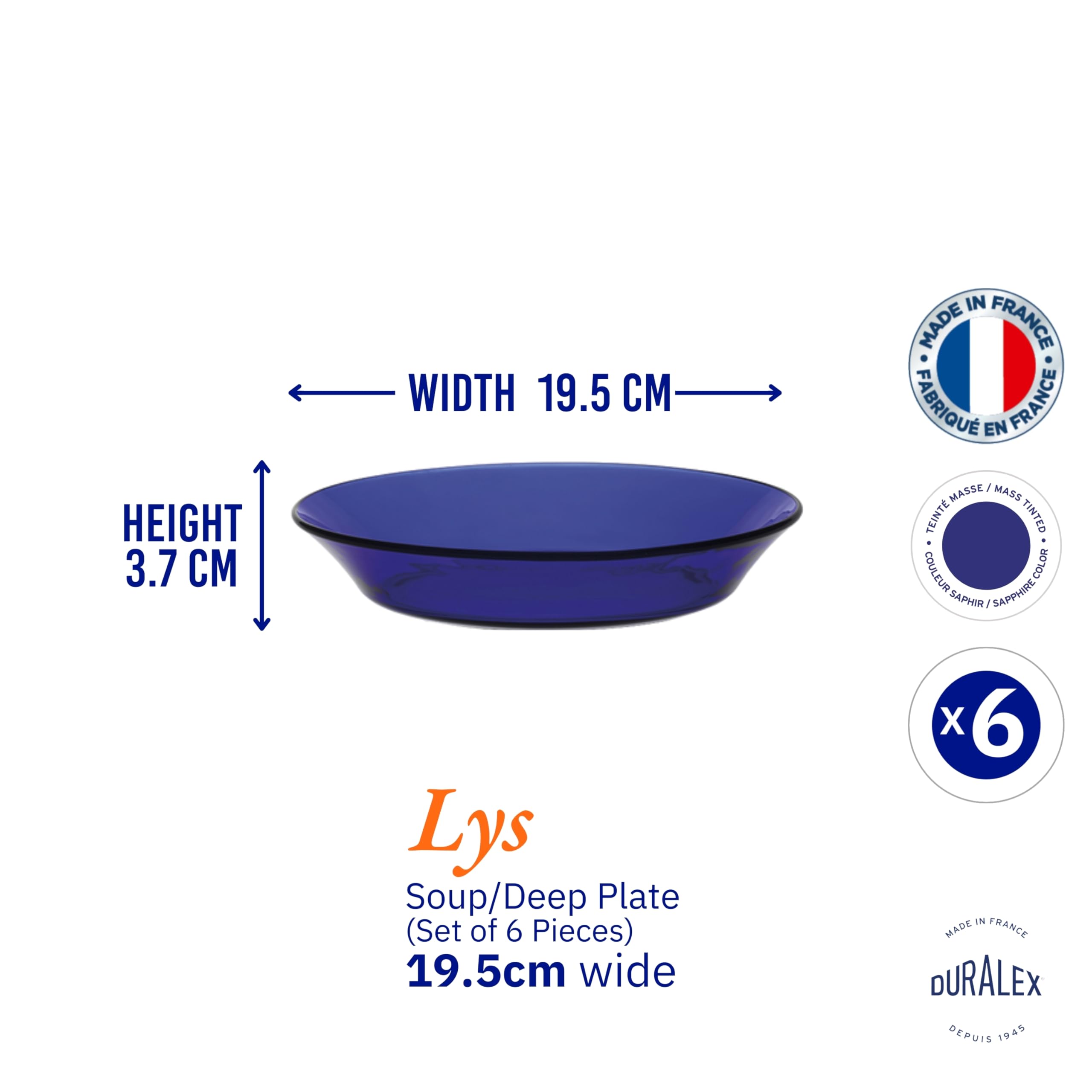 Duralex Plato Hondo 19.5cm LYS Saphir