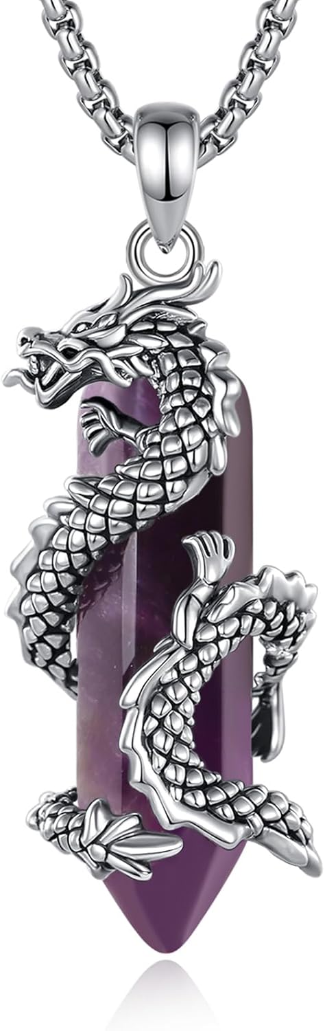 CELESTIA Crystal Dragon Necklace for Women and Men Amuleto de Proteccion Dragon Pendant Spiritual Gift Gemstone Amulet Jewelry