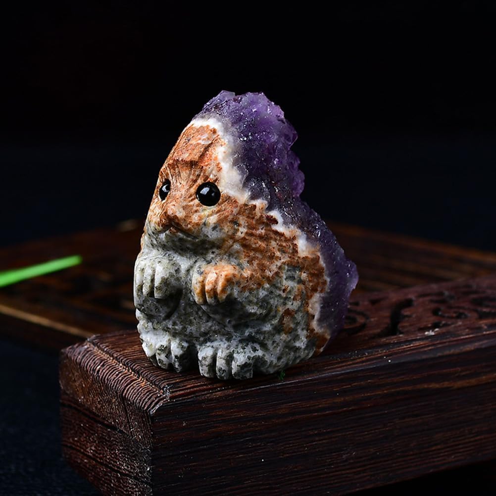 SXQWEPGOM Amethyst Cluster Raw Stone,Hand Carved Crystals Animal H