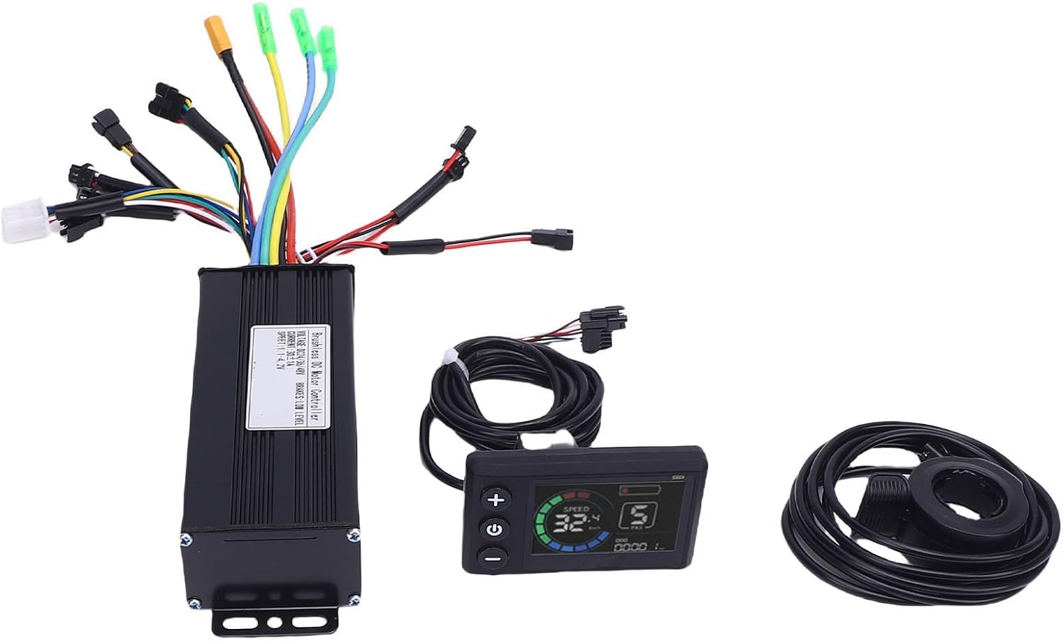 SUNGOOYUE 36V 48V 30A Electric Bike Controller Kit, Brushless Motor Controller with LCD Display and 130X Throttle, Aluminum Alloy Housing for Electric Scooter Folding Bike