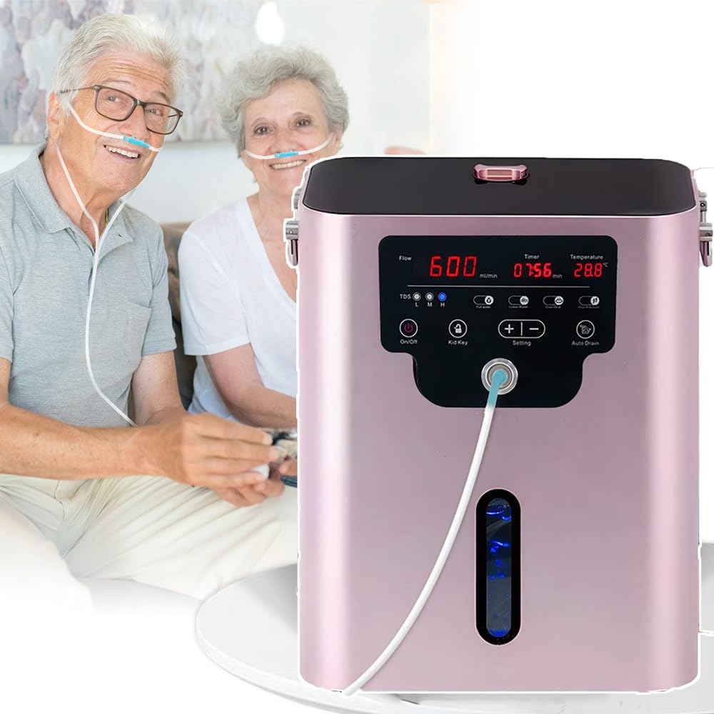 Urządzenie Do Inhalacji Wodorem (600 Ml/Min) - 99,99% Jonizator Wysokiej Czystości, Inhalator H2, Oczyszczanie Wody Za Pomocą Generatora Wodoru, 2,5 L Duży Zbiornik Na Wodę