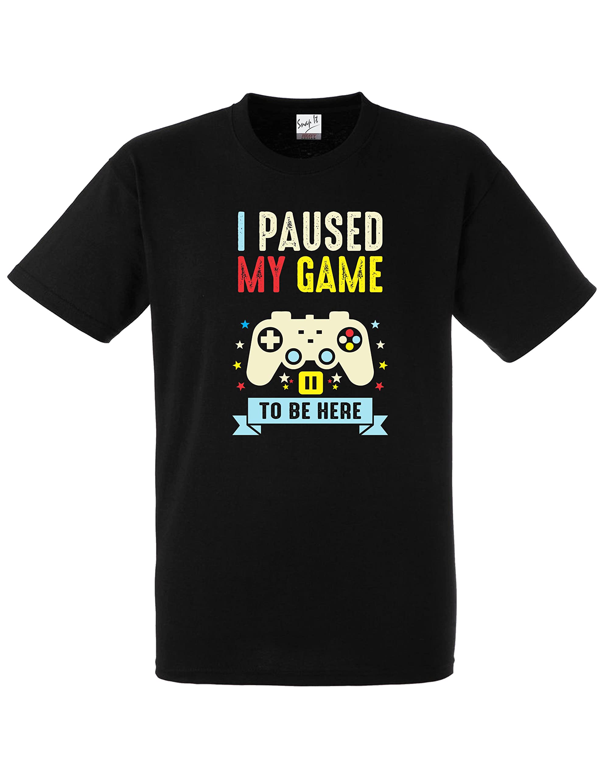 Snapit Black Funny I Paused My Game To Be Here Gaming Gamer Sarcastic Party T-Shirt (M, )