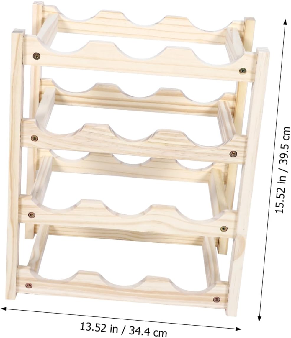 Solid Wood Wine Bottle Rack Bottle Capacity Wine for Countertop Fridge Cabinet Decorative Storage Holder Wooden Rack for Home Hotel Bar