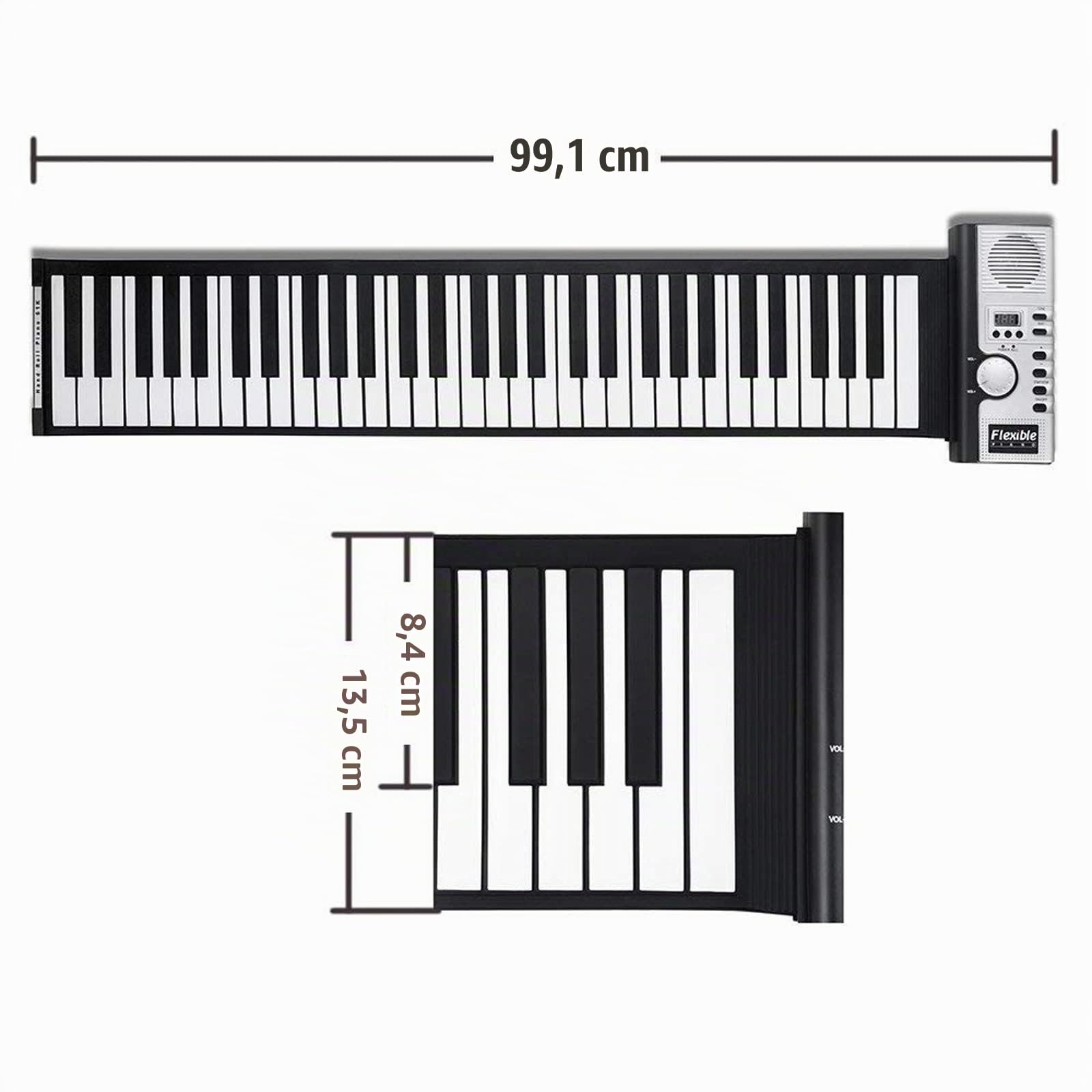 Lychee Clavier Piano Electronique Portable Flexible à 61 Touches Retroussé Roulé Roll Up Piano Souple Flexible MIDI Pliant Instruments de Musique