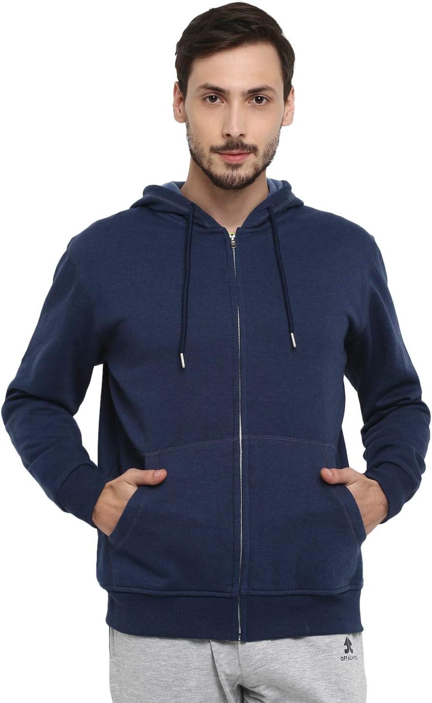 Alan Jones Clothing Men’s Solid Zipper Hooded Sweatshirt | Ribbed Hem, Lined Hood, Side Pockets, Durable Zip | Multiple Colors