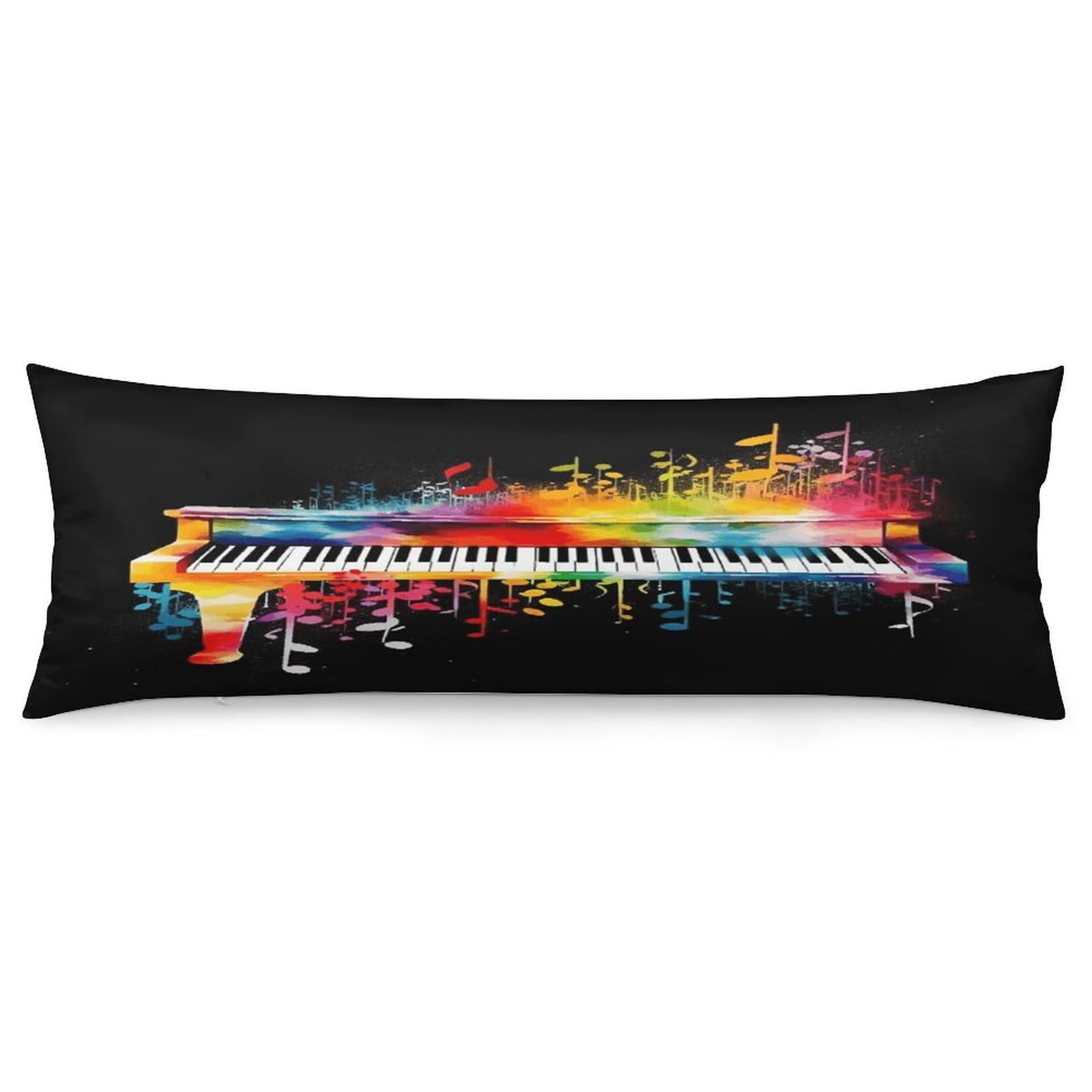 Colorful Piano Keyboard Music Note Pillow Case Soft Breathable Long Pillowcover Pillow Protector Suitable for Sofas Car Chairs and Any Room