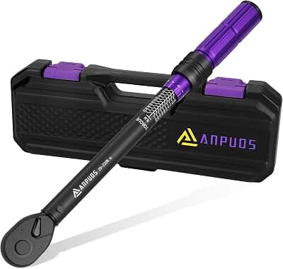 ANPUDS Llave Dinamométrica 1/2", 20-220 Nm Llave Dinamometrica Coche con Cabeza de Carraca Reversible de 72 Dientes, Precisión ±3% Llave Dinamométrica para Reparaciones de Moto, Coche, Camión