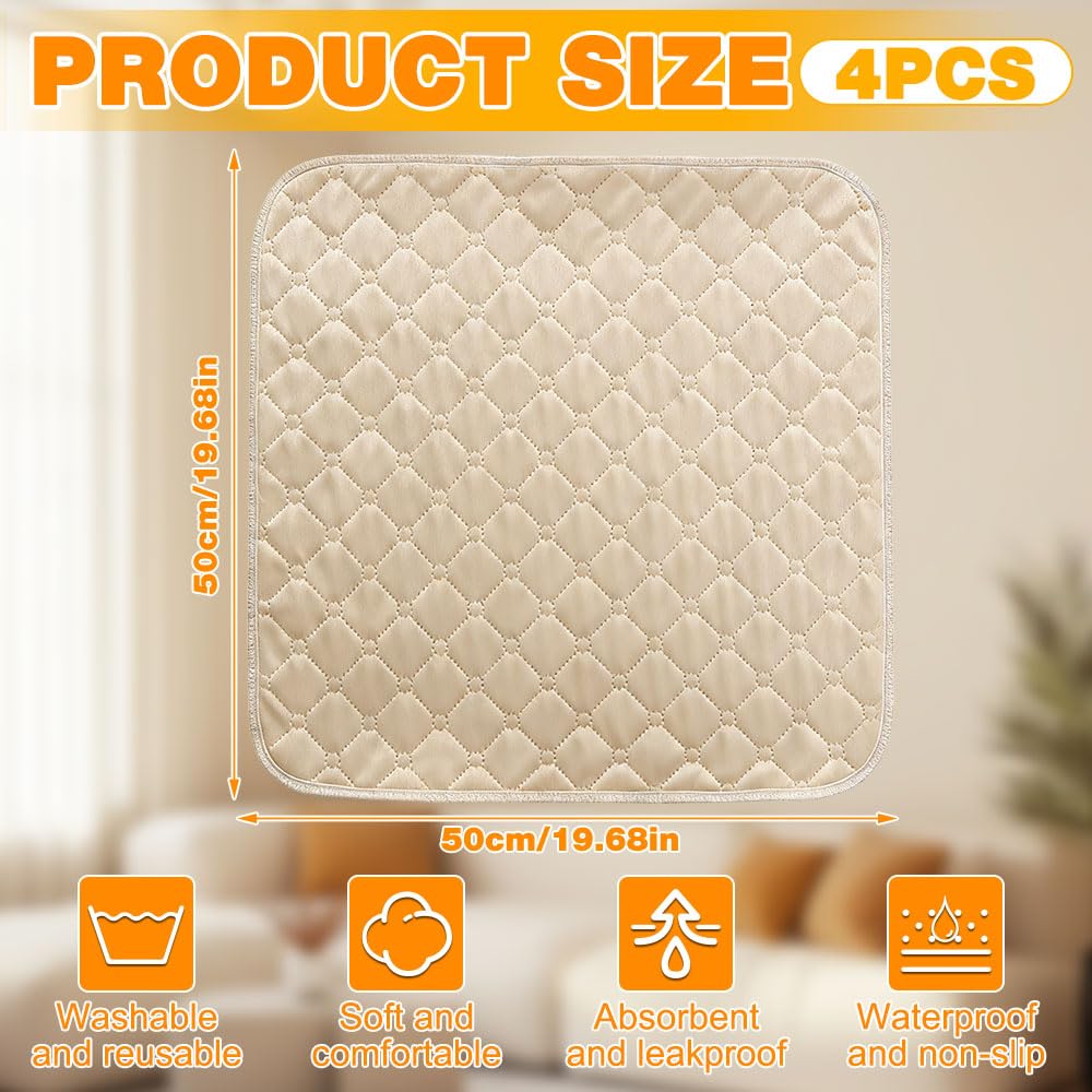 4 almohadillas para silla de incontinencia, reutilizables, impermeables, fundas de silla lavables, almohadilla de incontinencia antideslizante, protector de sofá impermeable para silla de